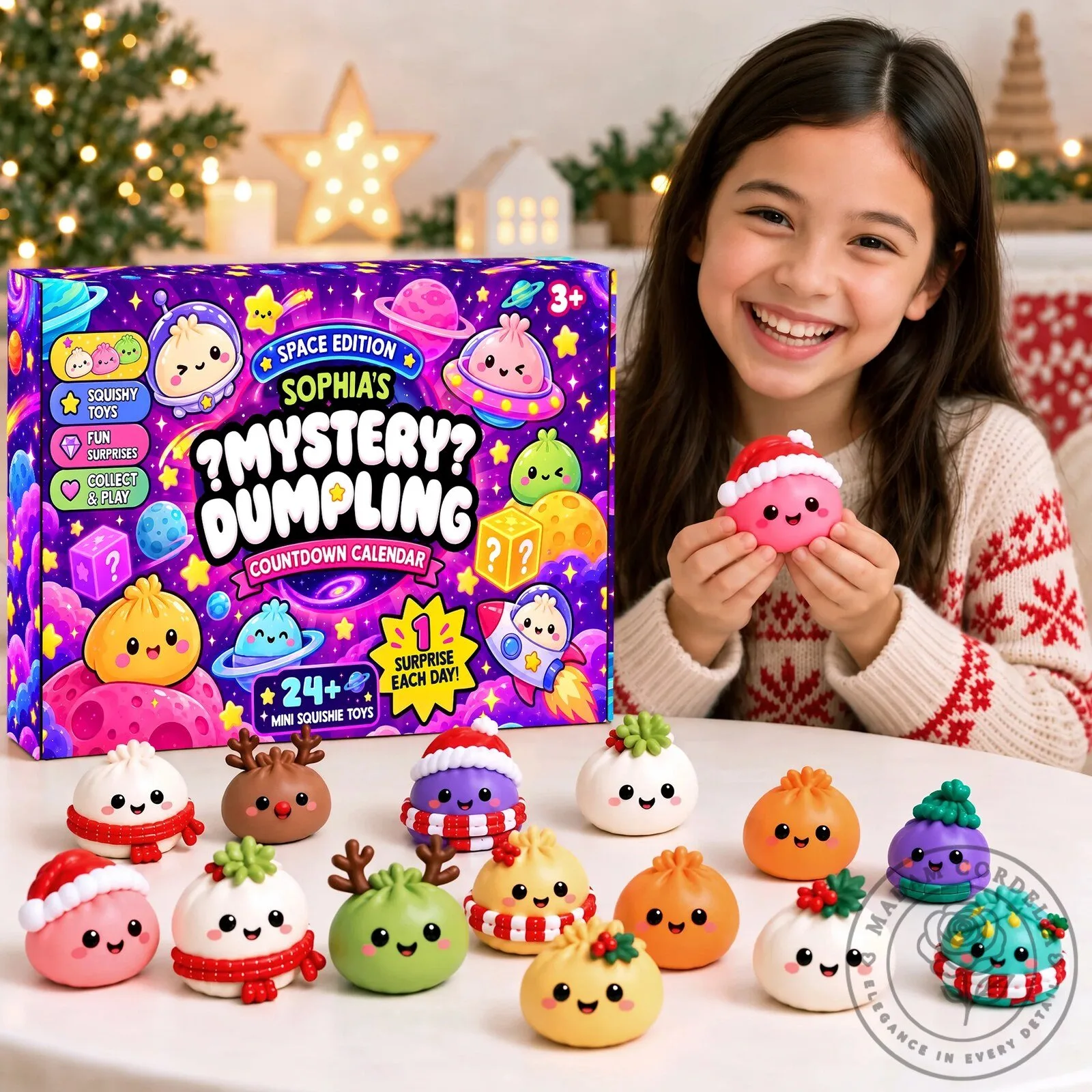 Mystery Dumpling Space Edition Countdown Calendar with 24 Mini Squishy Toys 12 Mystery Dumpling Space Edition Countdown Calendar with 24 Mini Squishy Toys