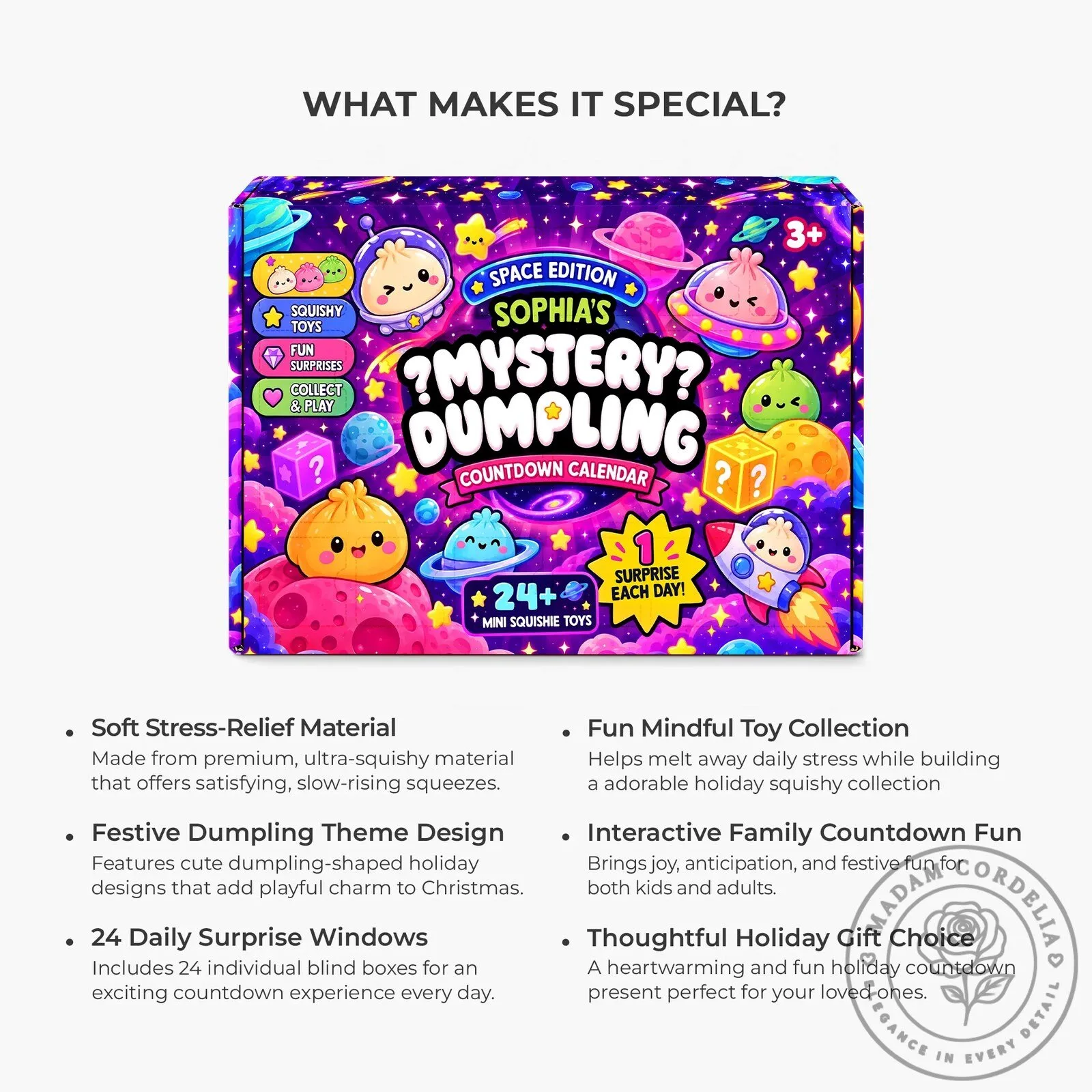 Mystery Dumpling Space Edition Countdown Calendar with 24 Mini Squishy Toys 17 Mystery Dumpling Space Edition Countdown Calendar with 24 Mini Squishy Toys