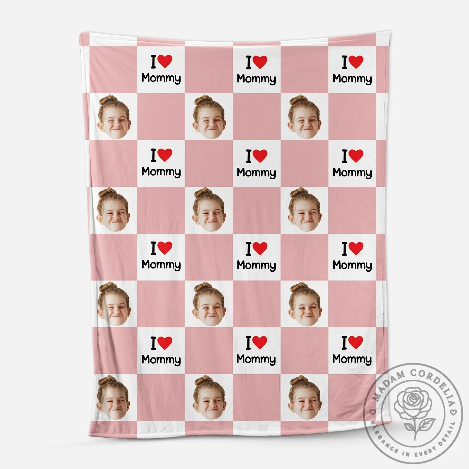 Personalized I Love Mommy Checkered Pattern Photo Blanket for Mother's Day 8 Personalized I Love Mommy Checkered Pattern Photo Blanket for Mother