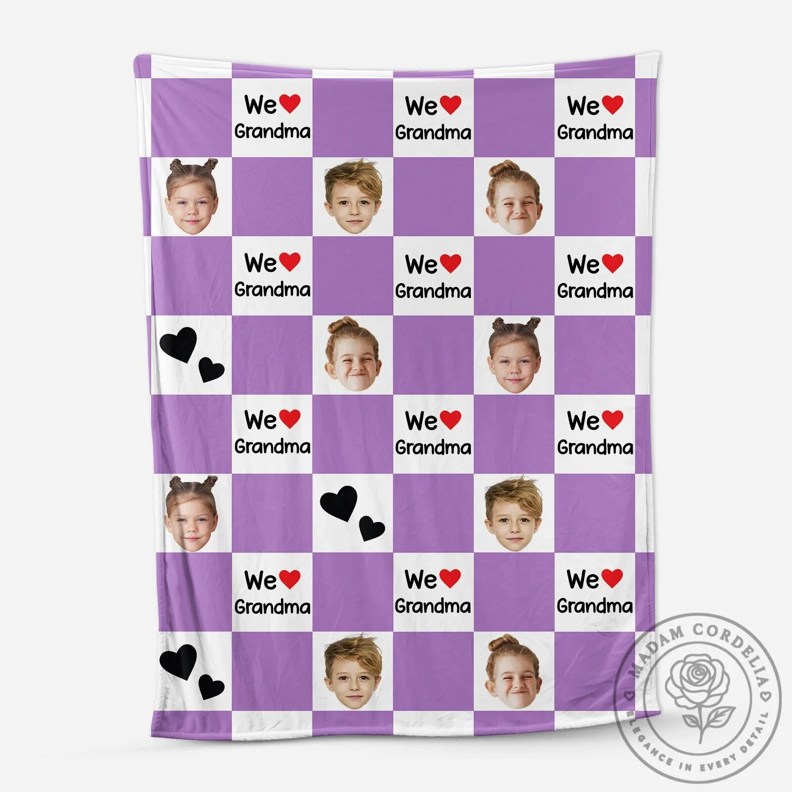Personalized I Love Mommy Checkered Pattern Photo Blanket for Mother's Day 9 Personalized I Love Mommy Checkered Pattern Photo Blanket for Mother