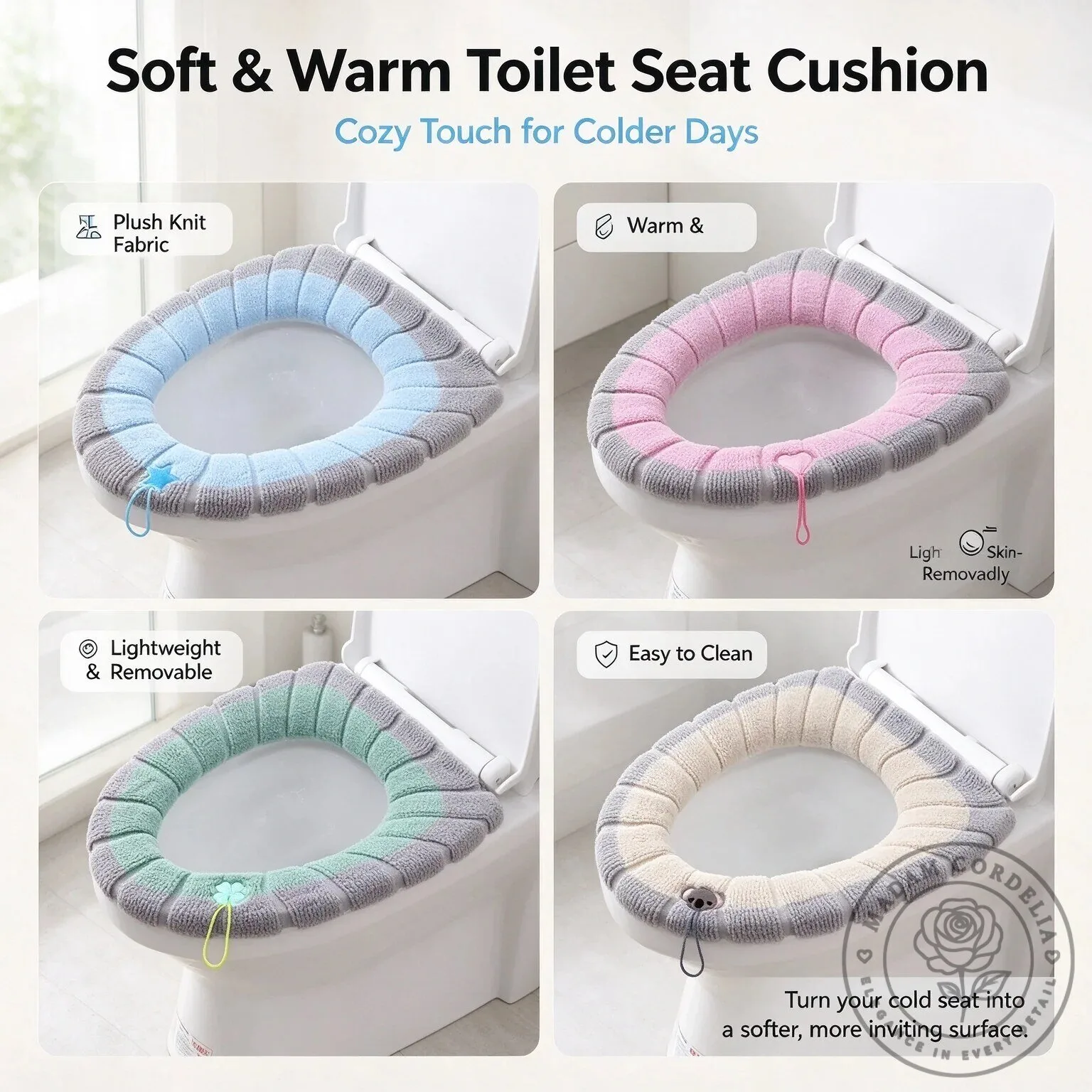 Soft Warm Knit Toilet Seat Cushion Cover Washable Reusable Comfort Pad 6 Soft Warm Knit Toilet Seat Cushion Cover Washable Reusable Comfort Pad