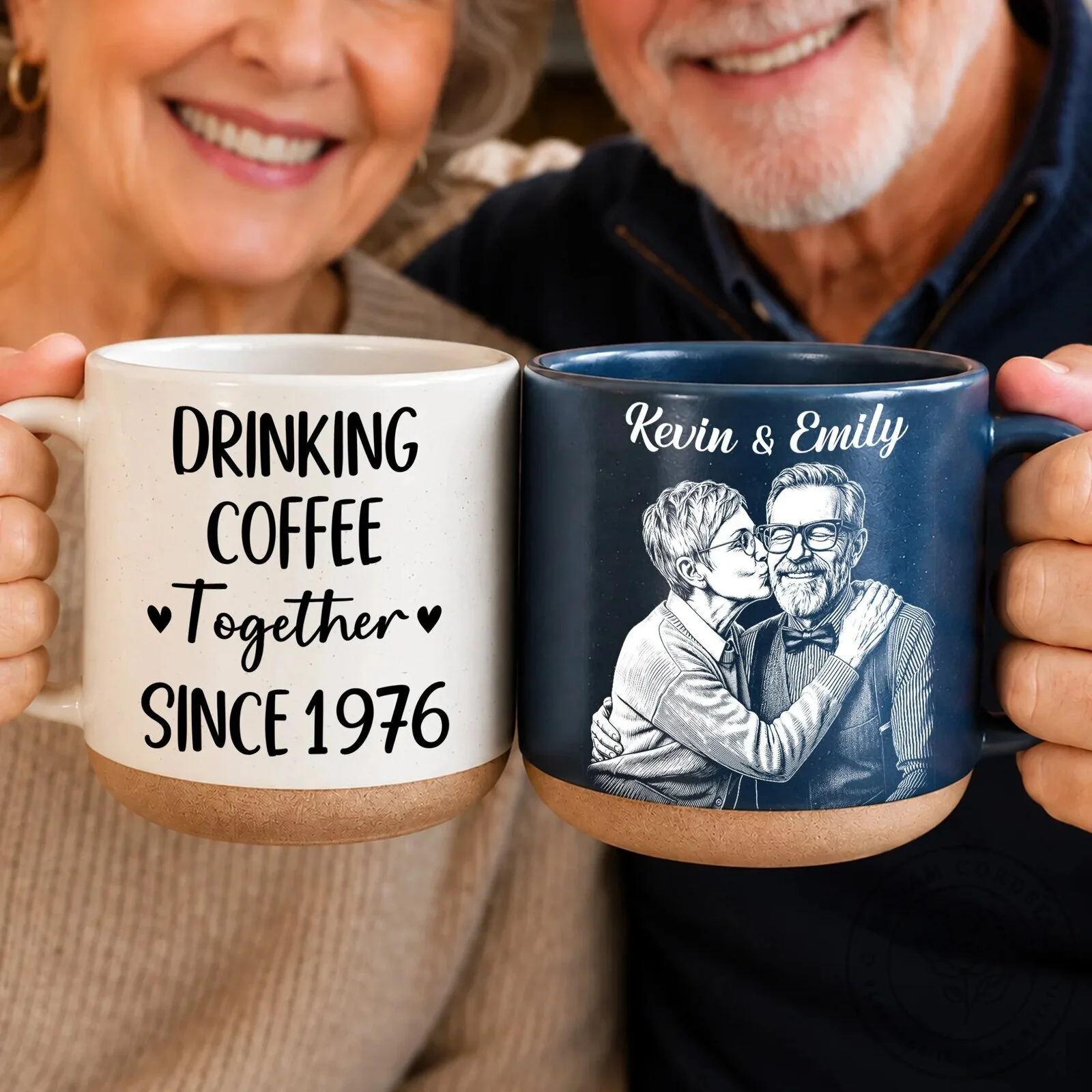 Personalized Couple Sketch Art Coffee Mug - Drinking Coffee Together Since 4 Personalized Couple Sketch Art Coffee Mug - Drinking Coffee Together Since