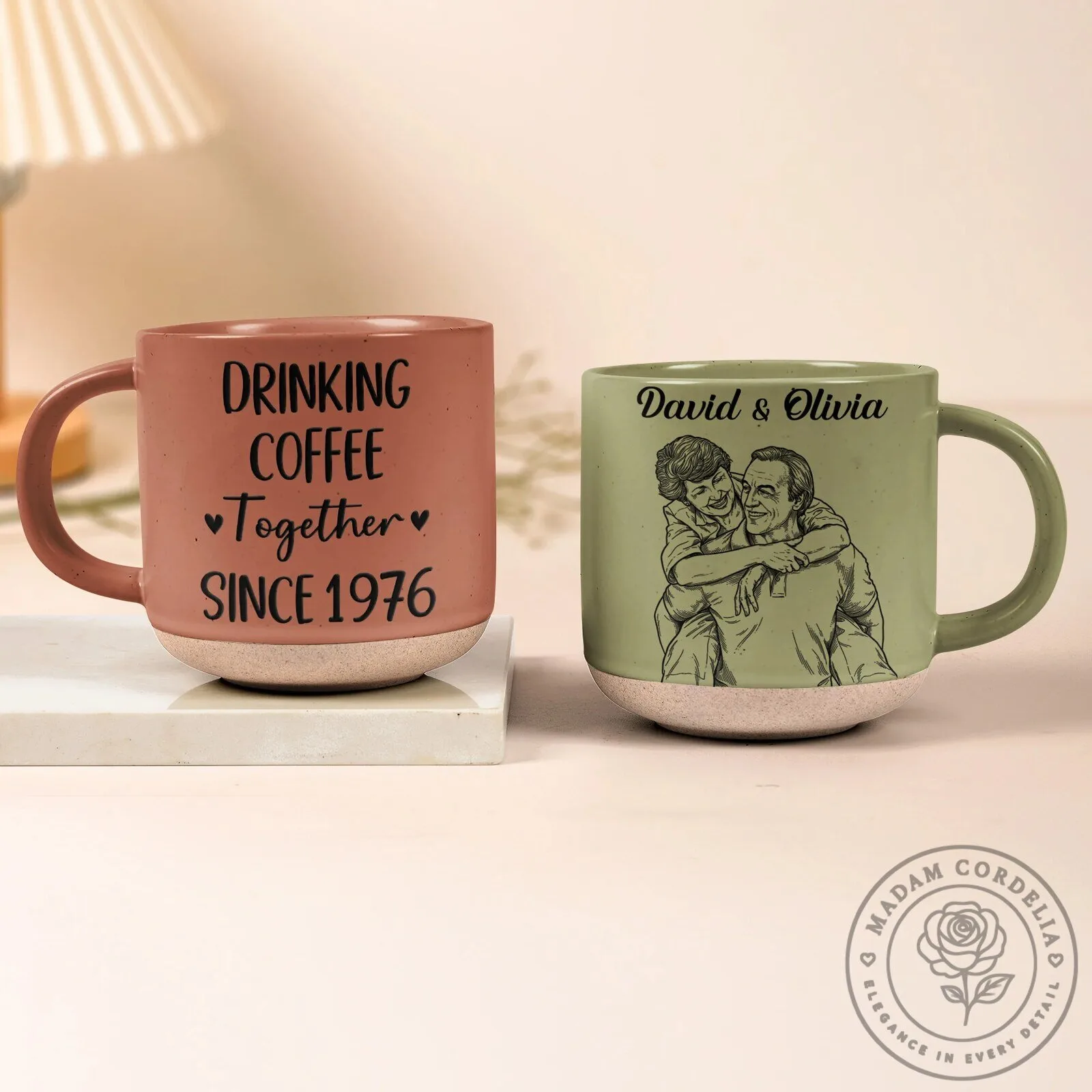 Personalized Couple Sketch Art Coffee Mug - Drinking Coffee Together Since 16 Personalized Couple Sketch Art Coffee Mug - Drinking Coffee Together Since