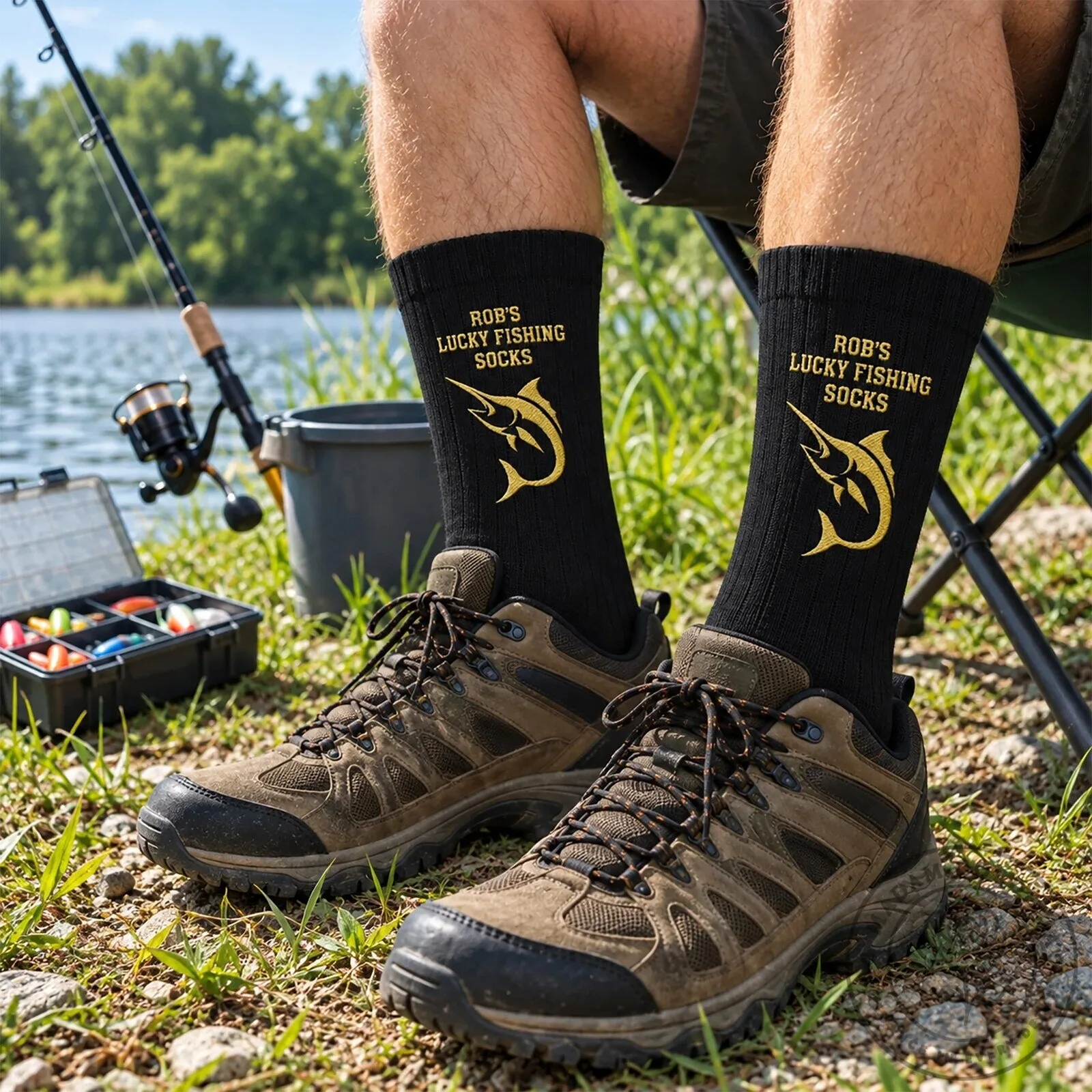 Personalized Lucky Fishing Socks for Men, Custom Fishing Lover Gift 1 Personalized Lucky Fishing Socks for Men, Custom Fishing Lover Gift