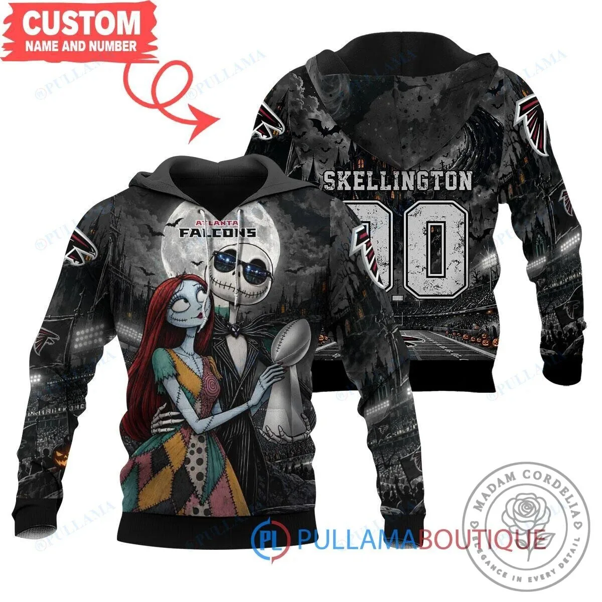 Atlanta Falcons Jack Skellington Sally Moonlit Hoodie 8 Atlanta Falcons Jack Skellington Sally Moonlit Hoodie