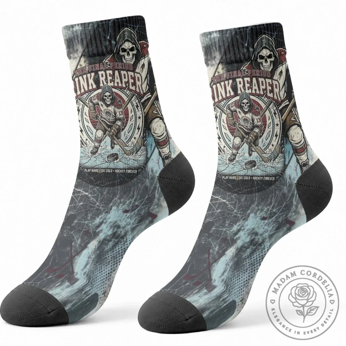 Ice Hockey Rink Reaper Grim Reaper Skeleton Player Crew Socks 8 Ice Hockey Rink Reaper Grim Reaper Skeleton Player Crew Socks