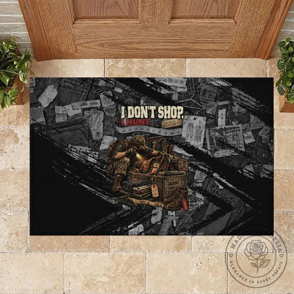 Archive Hunter The Hunt Never Ends Vintage Streetwear Grunge Collage Graphic Art Doormat