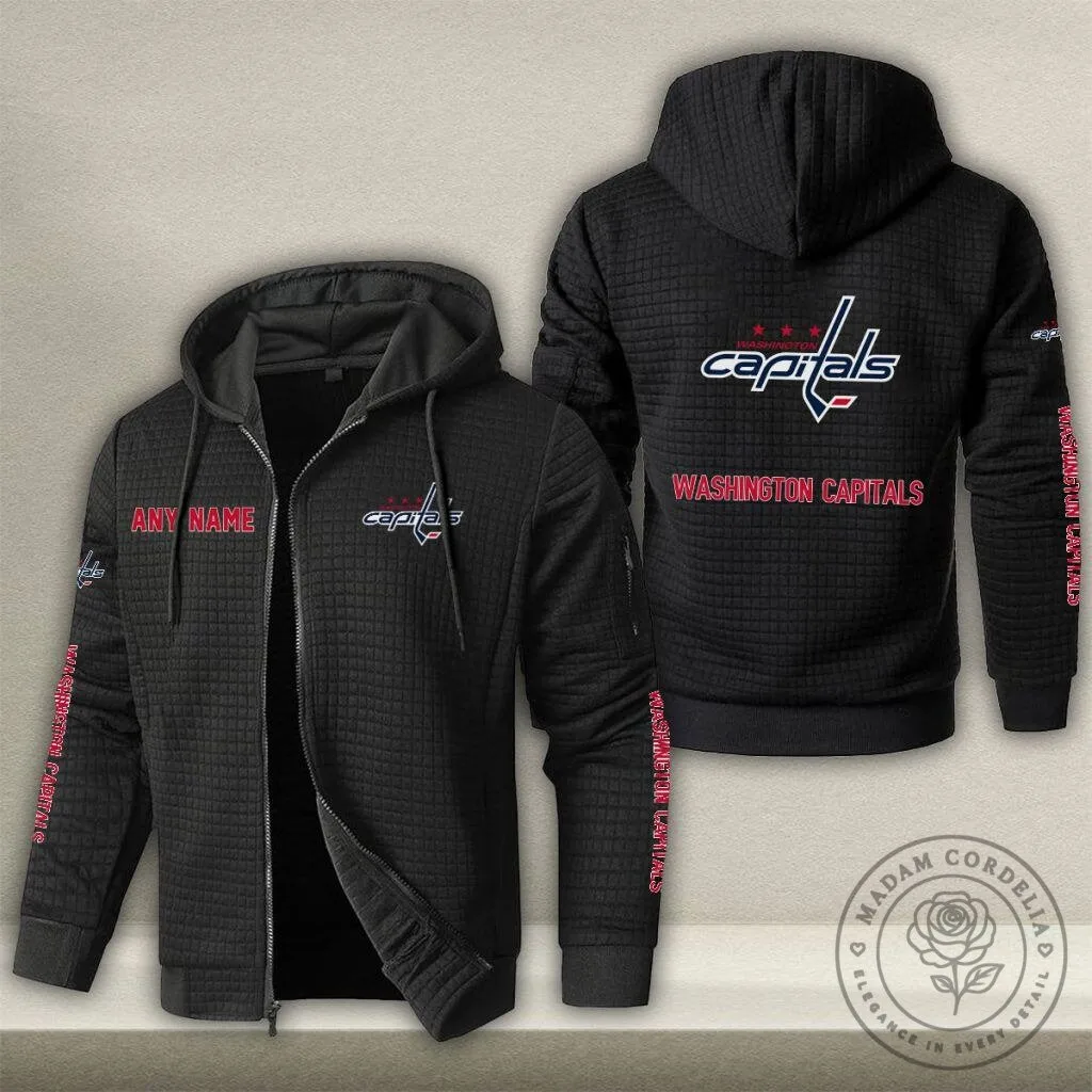 Washington Capitals Personalized Name Waffle Knit Full-Zip Hoodie Jacket