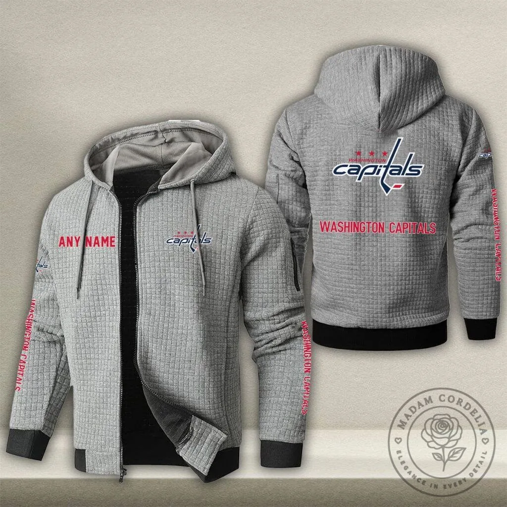 Washington Capitals Personalized Name Waffle Knit Full-Zip Hoodie Jacket 13 Washington Capitals Personalized Name Waffle Knit Full-Zip Hoodie Jacket
