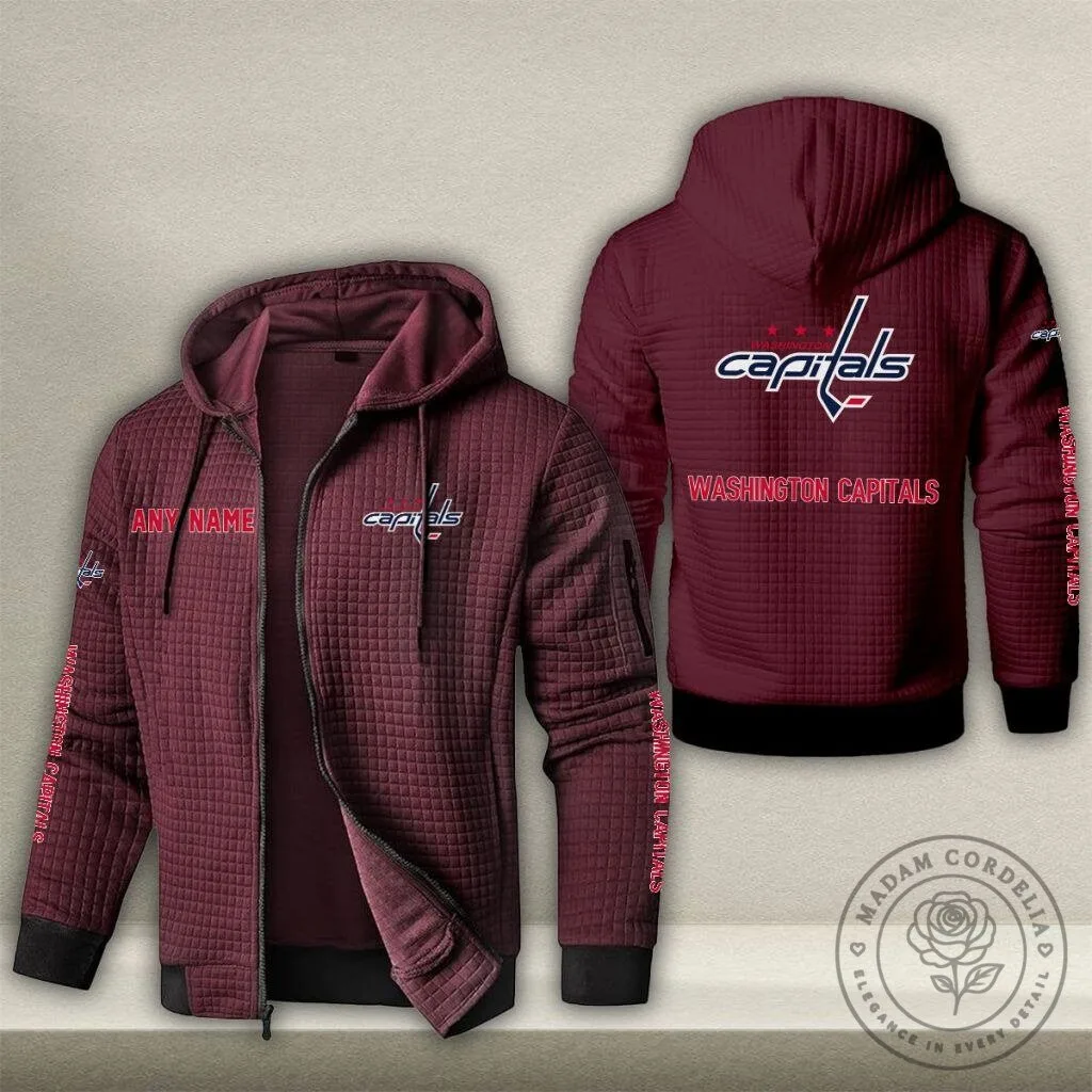 Washington Capitals Personalized Name Waffle Knit Full-Zip Hoodie Jacket 14 Washington Capitals Personalized Name Waffle Knit Full-Zip Hoodie Jacket