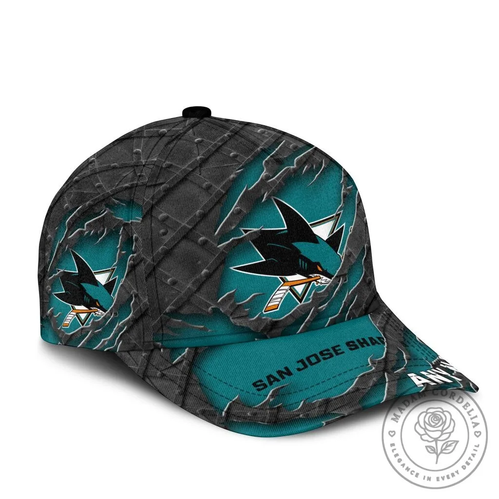 San Jose Sharks Personalized Name Black Metal Design Classic Cap Hat 10 San Jose Sharks Personalized Name Black Metal Design Classic Cap Hat