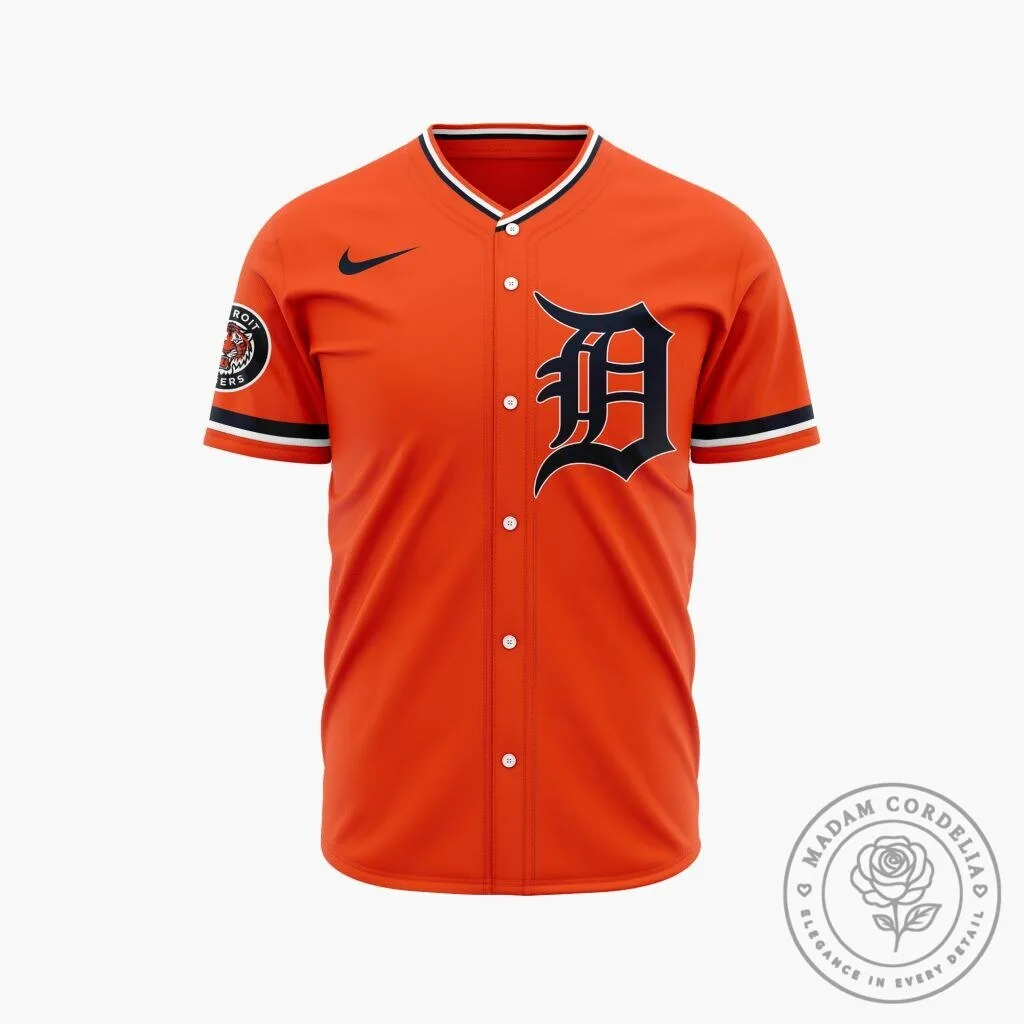 Detroit Tigers Personalized Orange Alternate Baseball Jersey