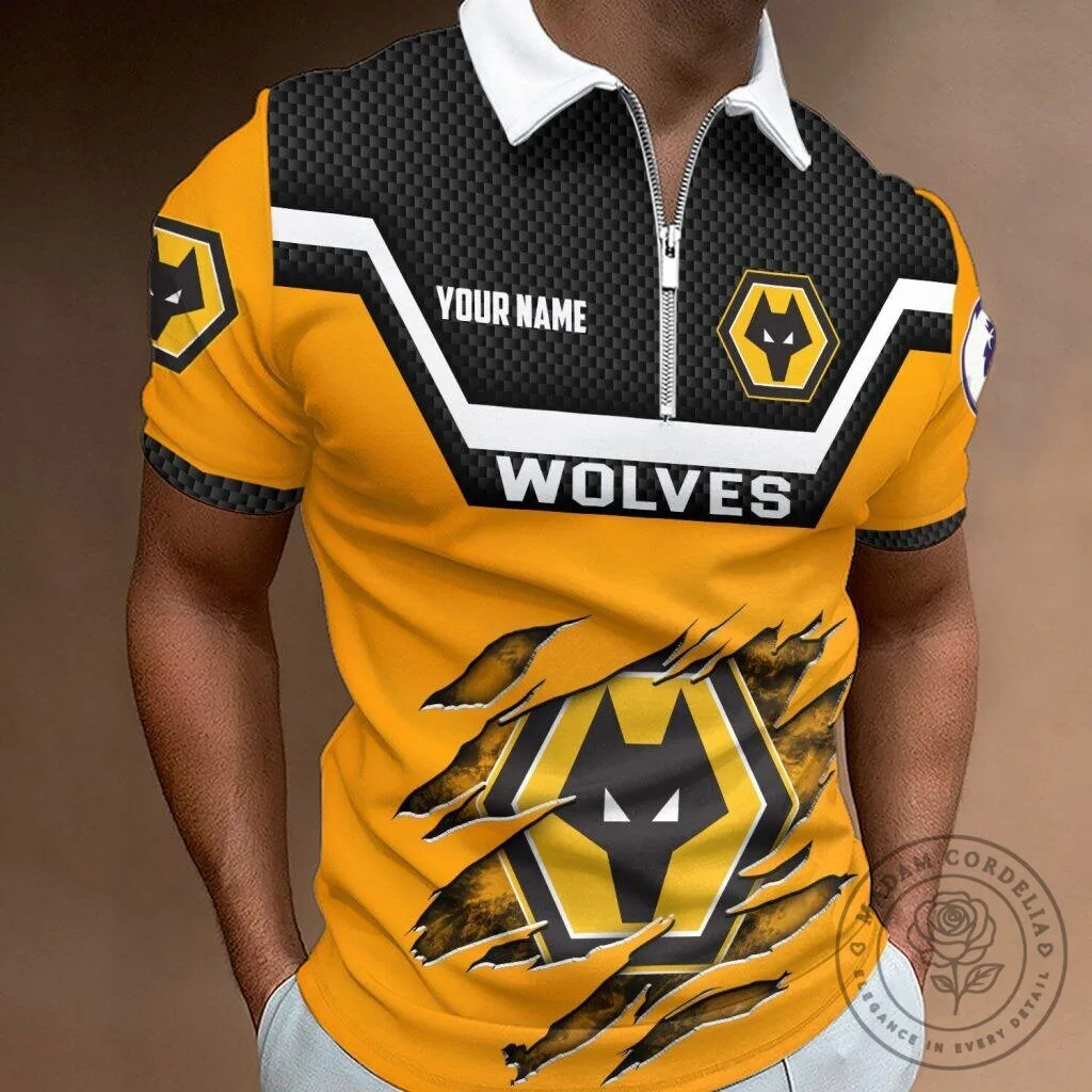 Wolverhampton Wanderers FC Personalized Zipper Polo Shirt for Men