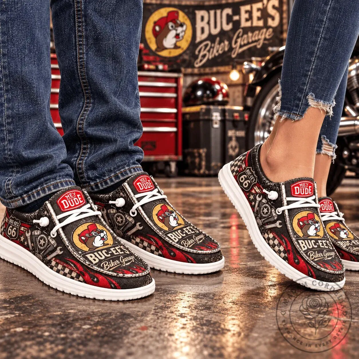 Buc-ee's Biker Garage Hey Dude Style Loafer Shoes 7 Buc-ee