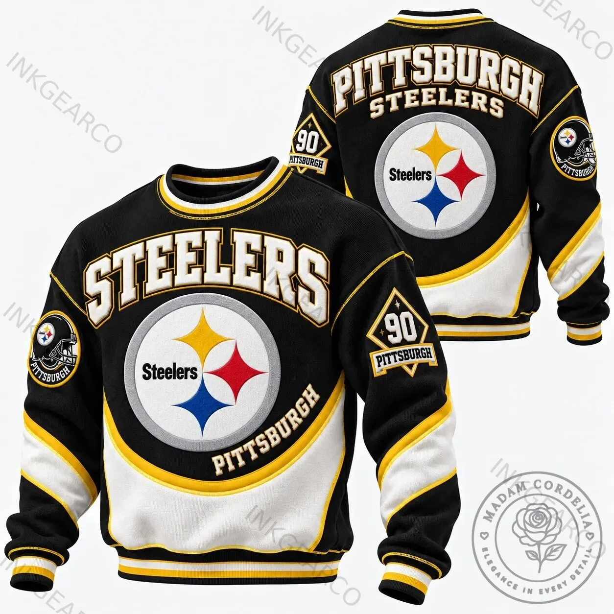 Pittsburgh Steelers NFL Football Team Logo Black and White Sweatshirt 2 Pittsburgh Steelers NFL Football Team Logo Black and White Sweatshirt