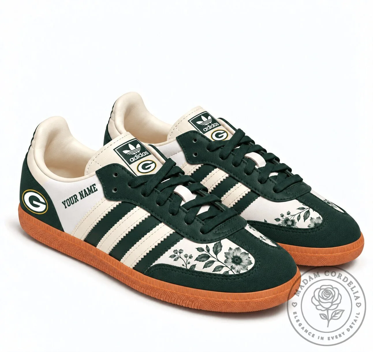 Green Bay Packers Floral Heritage Custom Name Football Team Shoes