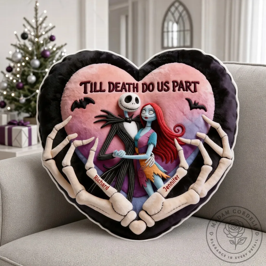 Nightmare Before Christmas Jack and Sally Till Death Do Us Part Pillow
