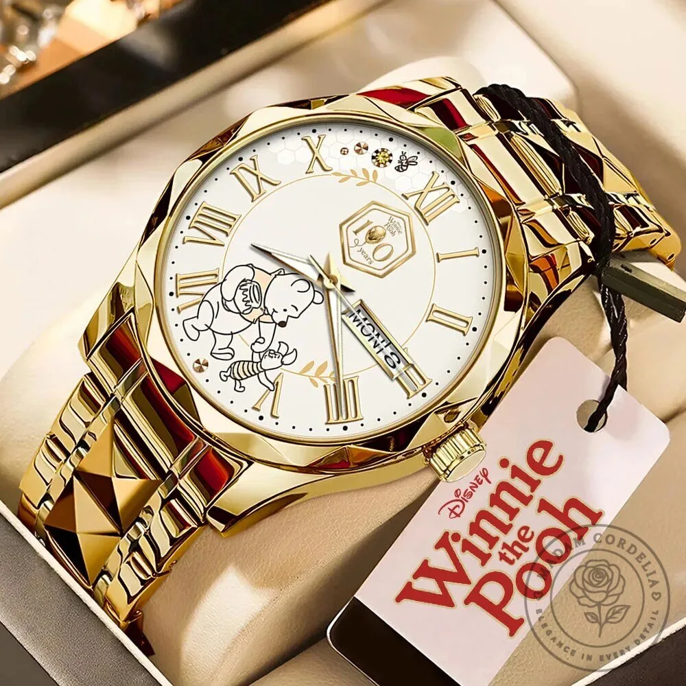Luxury Quartz Watch with Gold Plating for Winnie the Pooh's 100th Anniversary
