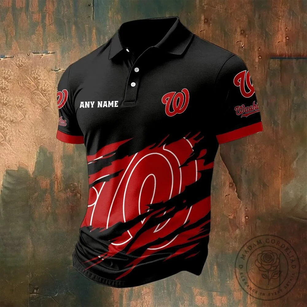 Washington Nationals Personalized Name Multi Color Polo Shirt