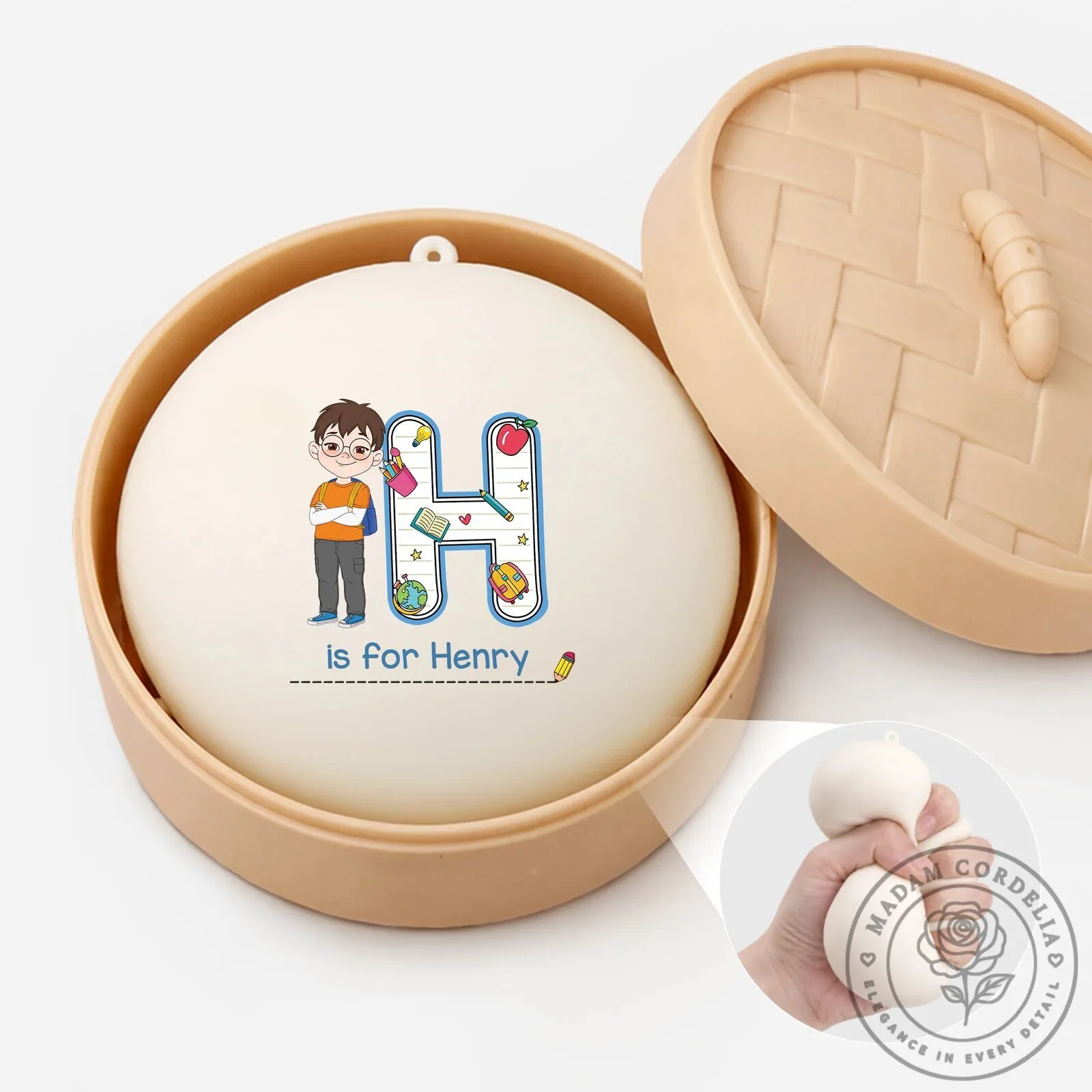 Personalized Letter H Henry Steamed Bun Squishy Stress Relief Toy