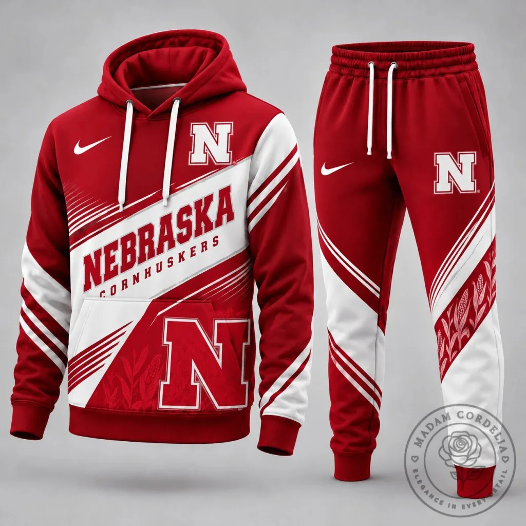 Nebraska Cornhuskers Red and White Striped Design Hoodie Nebraska Cornhuskers Red and White Striped Design Hoodie