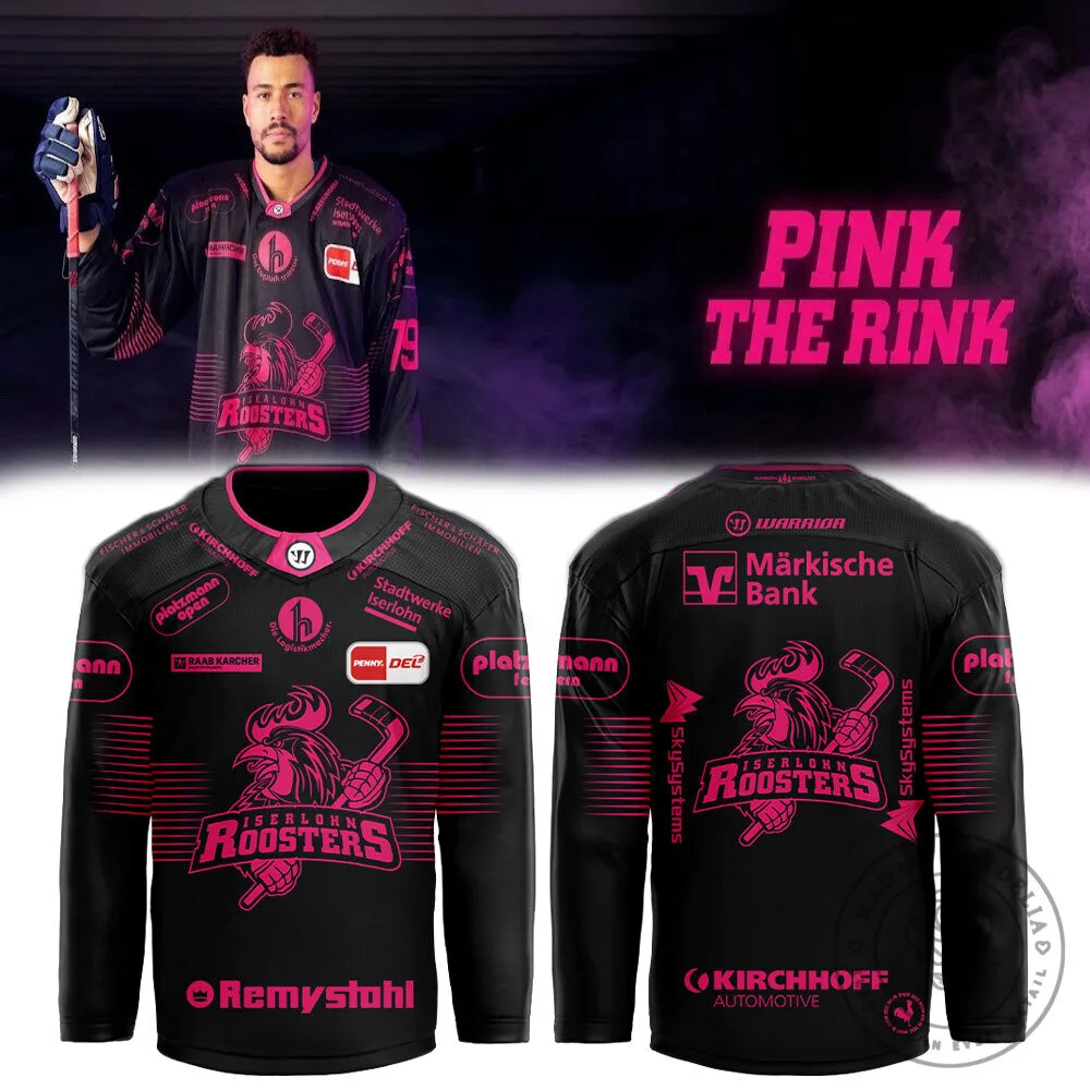 Iserlohn Roosters Pink The Rink Limited Edition Hockey Jersey