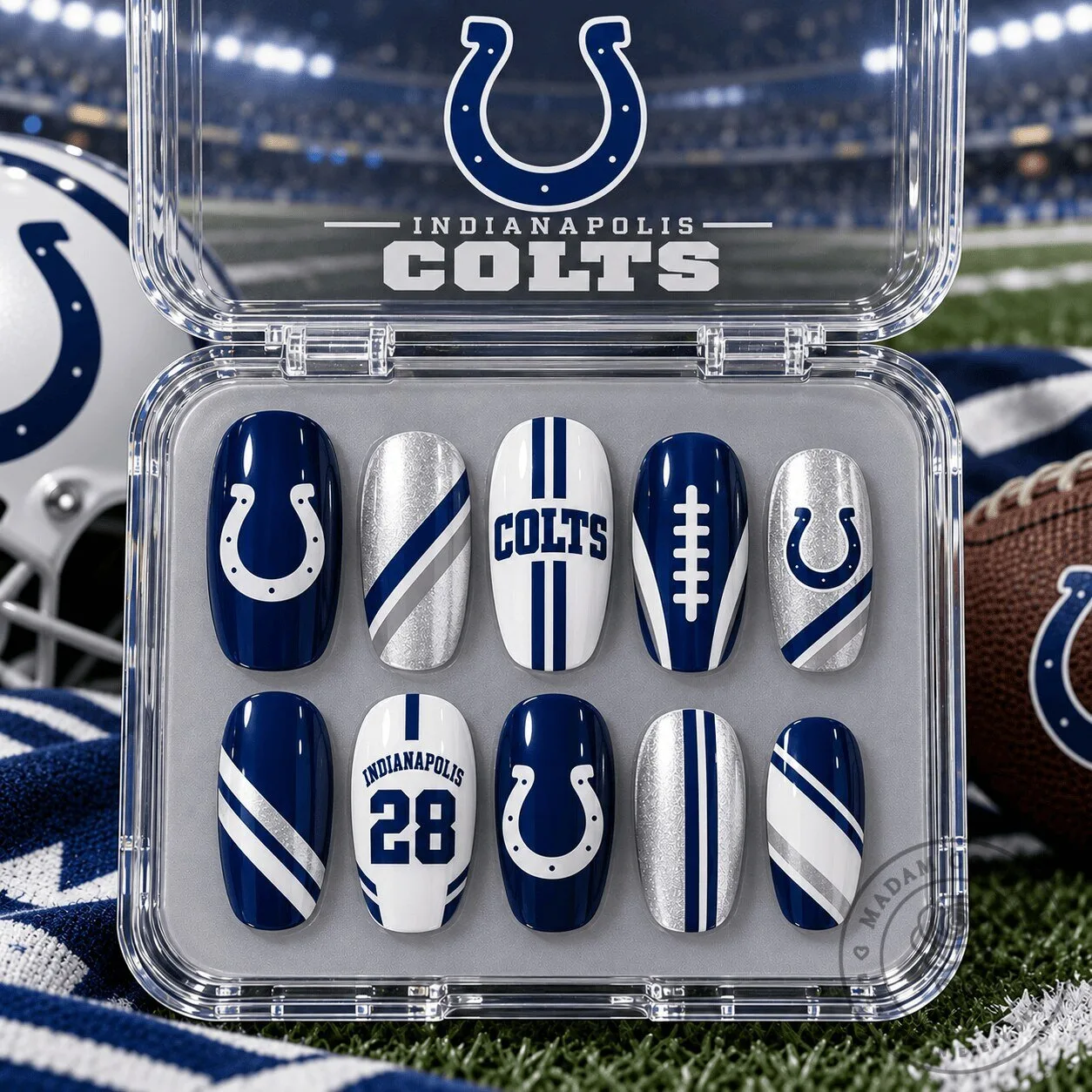 Indianapolis Colts Football Team Logo and Colors Press-On Nails Set