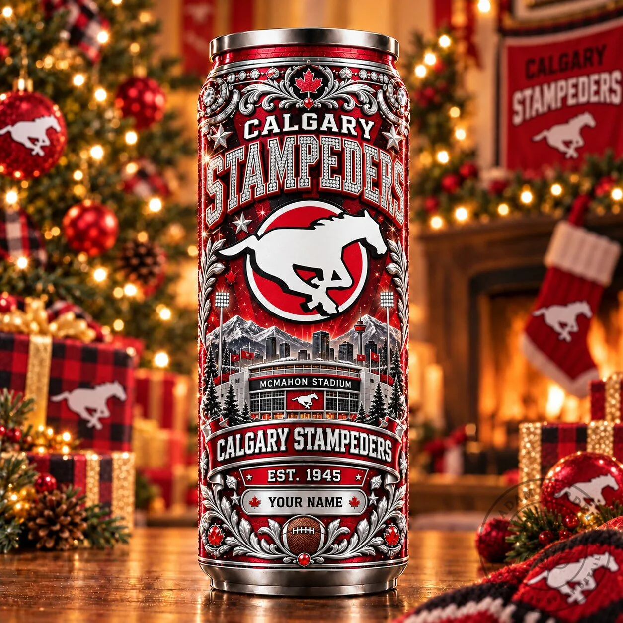 Calgary Stampeders Football Team Personalized Can Shaped Tumbler