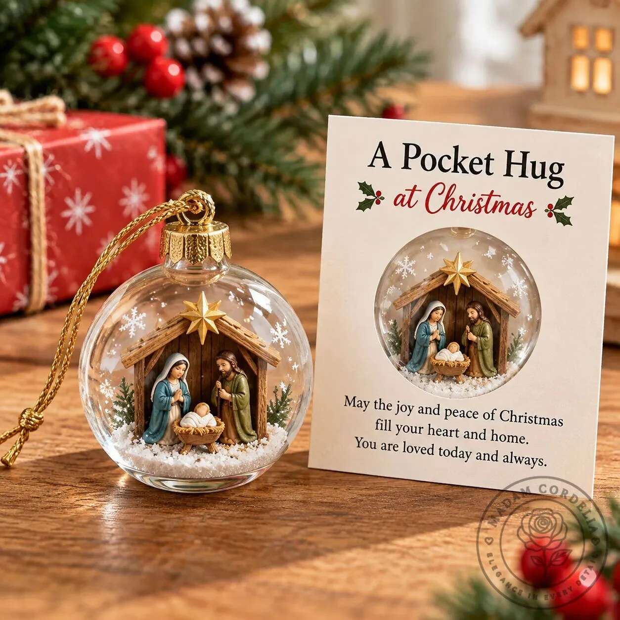 Nativity Scene Christmas Ornament Clear Glass Ball
