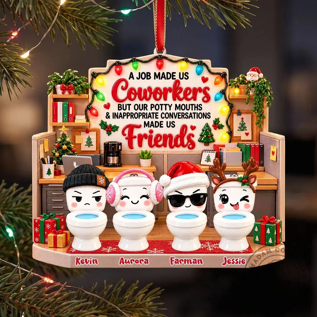 Coworkers Potty Mouths Friends Christmas Ornament Personalized Office Decor
