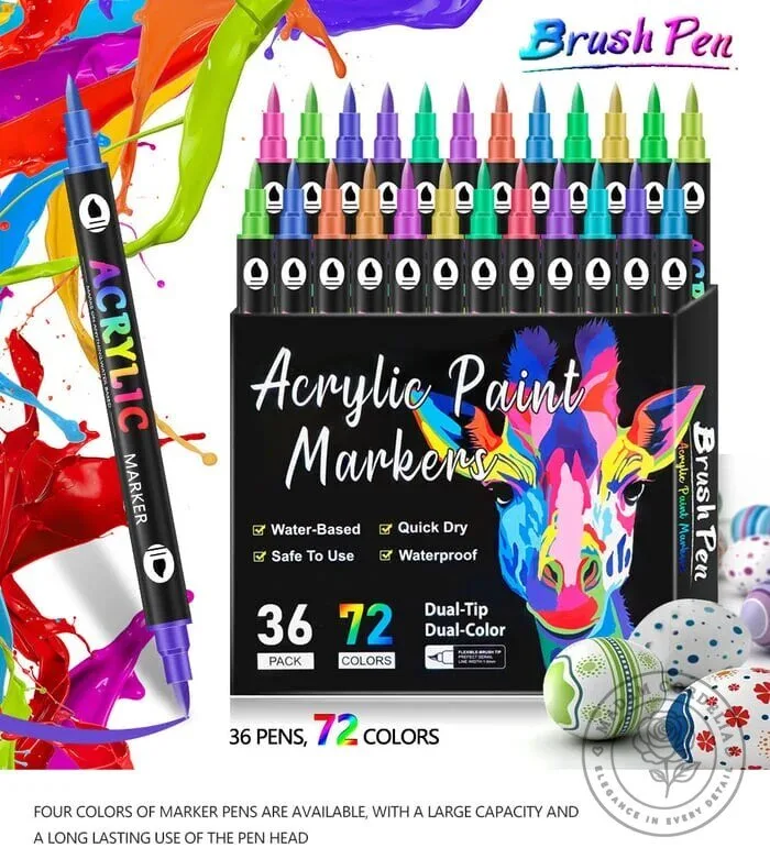 Acrylic Paint Markers Dual Tip Brush Pens Set for Art and Craft Projects