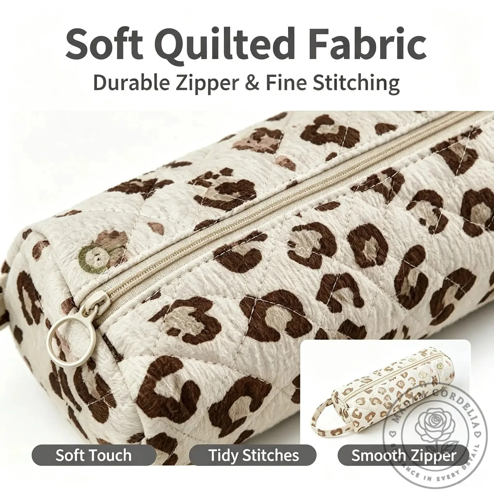Quilted Makeup Pouch with Zipper and Carry Handle for Travel Essentials 13 Quilted Makeup Pouch with Zipper and Carry Handle for Travel Essentials
