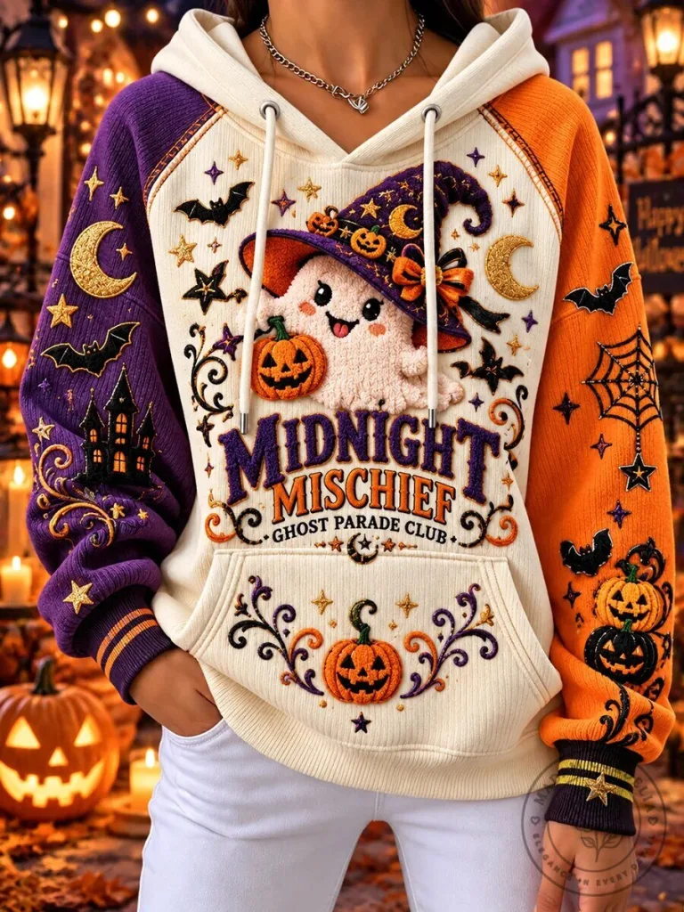 Midnight Mischief Ghost Parade Club Halloween Cute Ghost Hoodie
