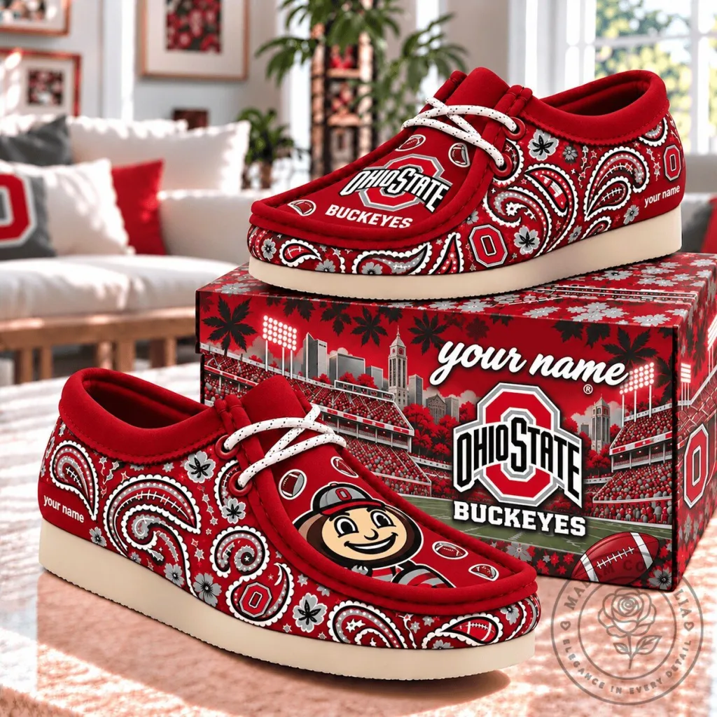 Ohio State Buckeyes Personalized Football Pattern Shoes