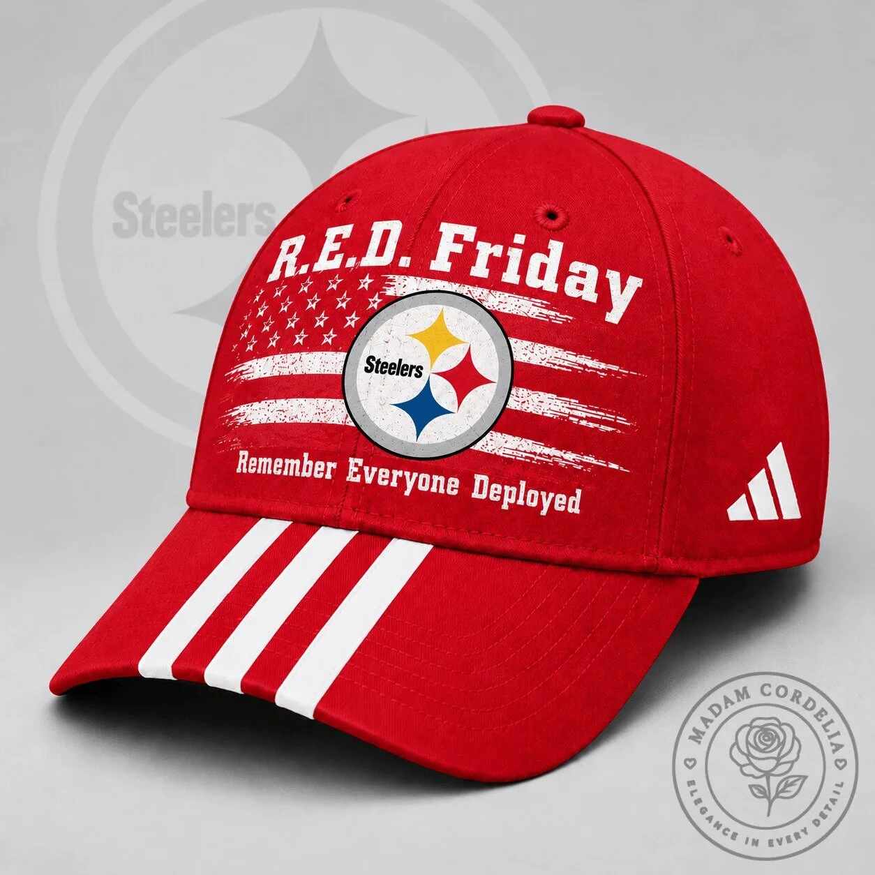 Pittsburgh Steelers Remember Everyone Deployed R.E.D. Friday American Flag Cap Hat 2 Pittsburgh Steelers Remember Everyone Deployed R.E.D. Friday American Flag Cap Hat