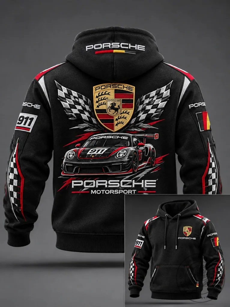 Porsche 911 GT3 R Motorsport Racing Car Black Hoodie