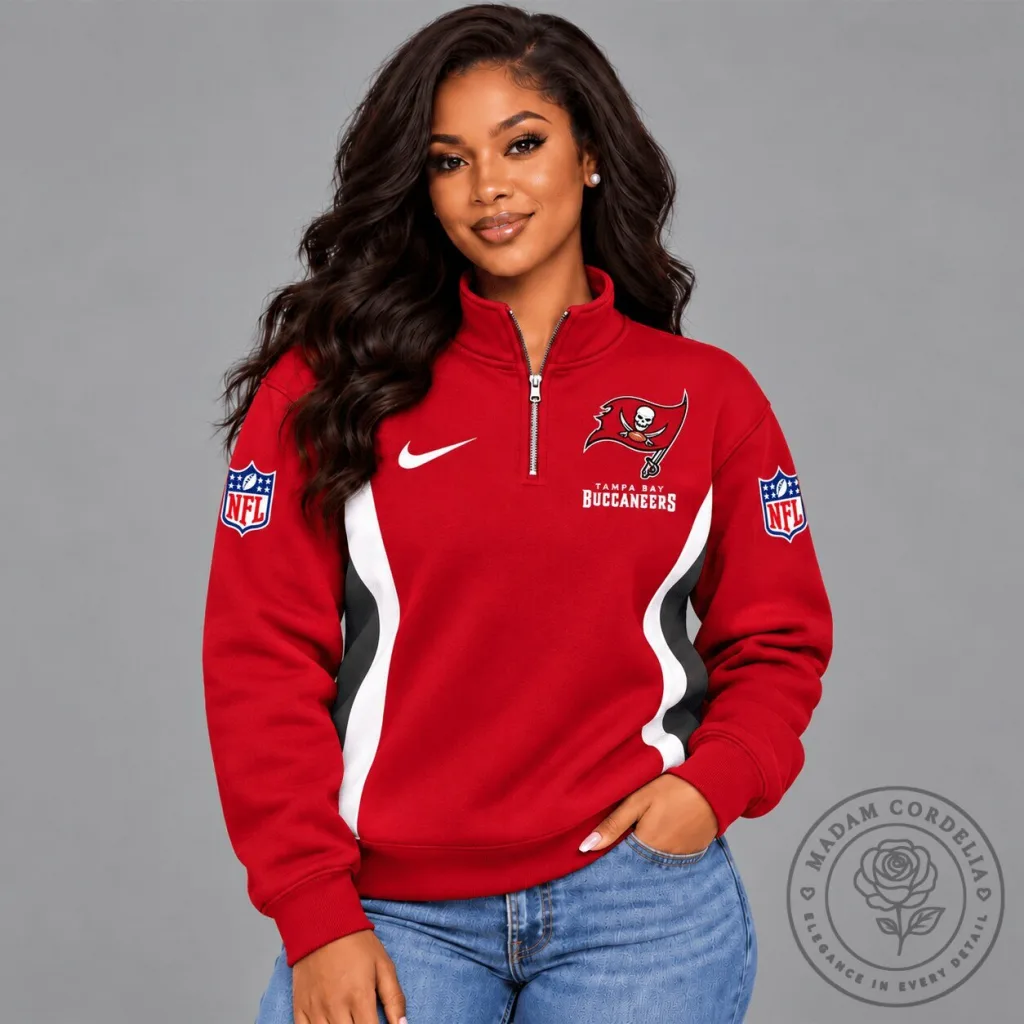 Tampa Bay Buccaneers NFL Football Team Quarter-Zip Pullover Sweatshirt for Women Tampa Bay Buccaneers NFL Football Team Quarter-Zip Pullover Sweatshirt for Women