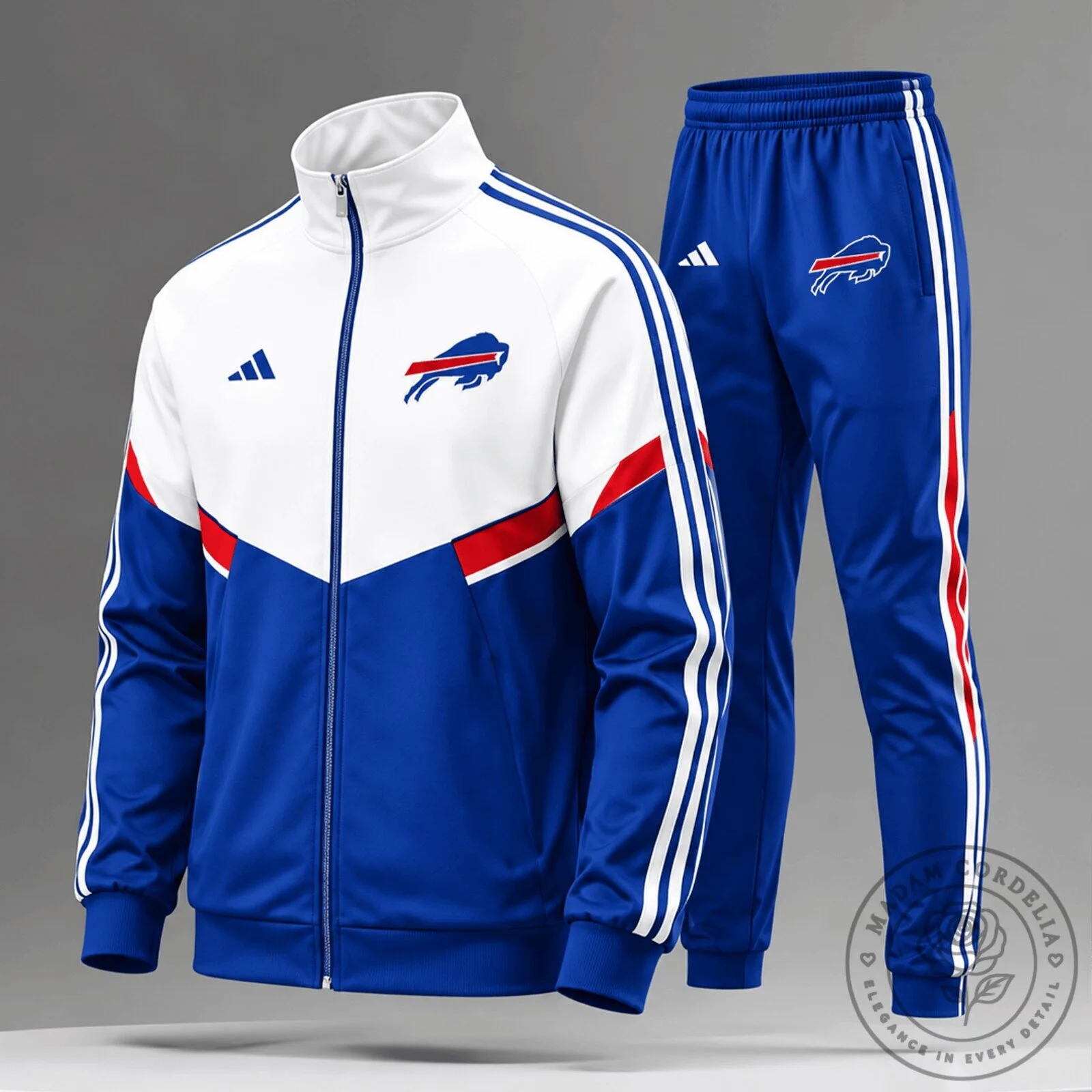 Buffalo Bills NFL Team Spirit White Blue Red Tracksuit Jacket and Joggers Set