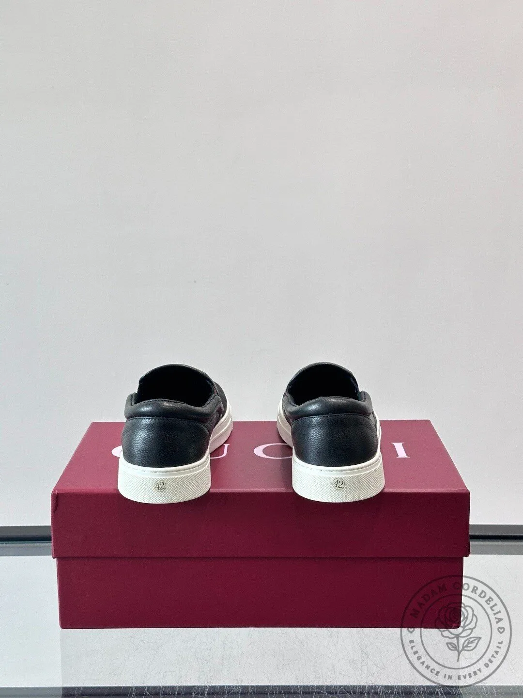 Gucci Black Monogram Canvas Slip-On Sneakers with Web Stripe Detail 12 Gucci Black Monogram Canvas Slip-On Sneakers with Web Stripe Detail
