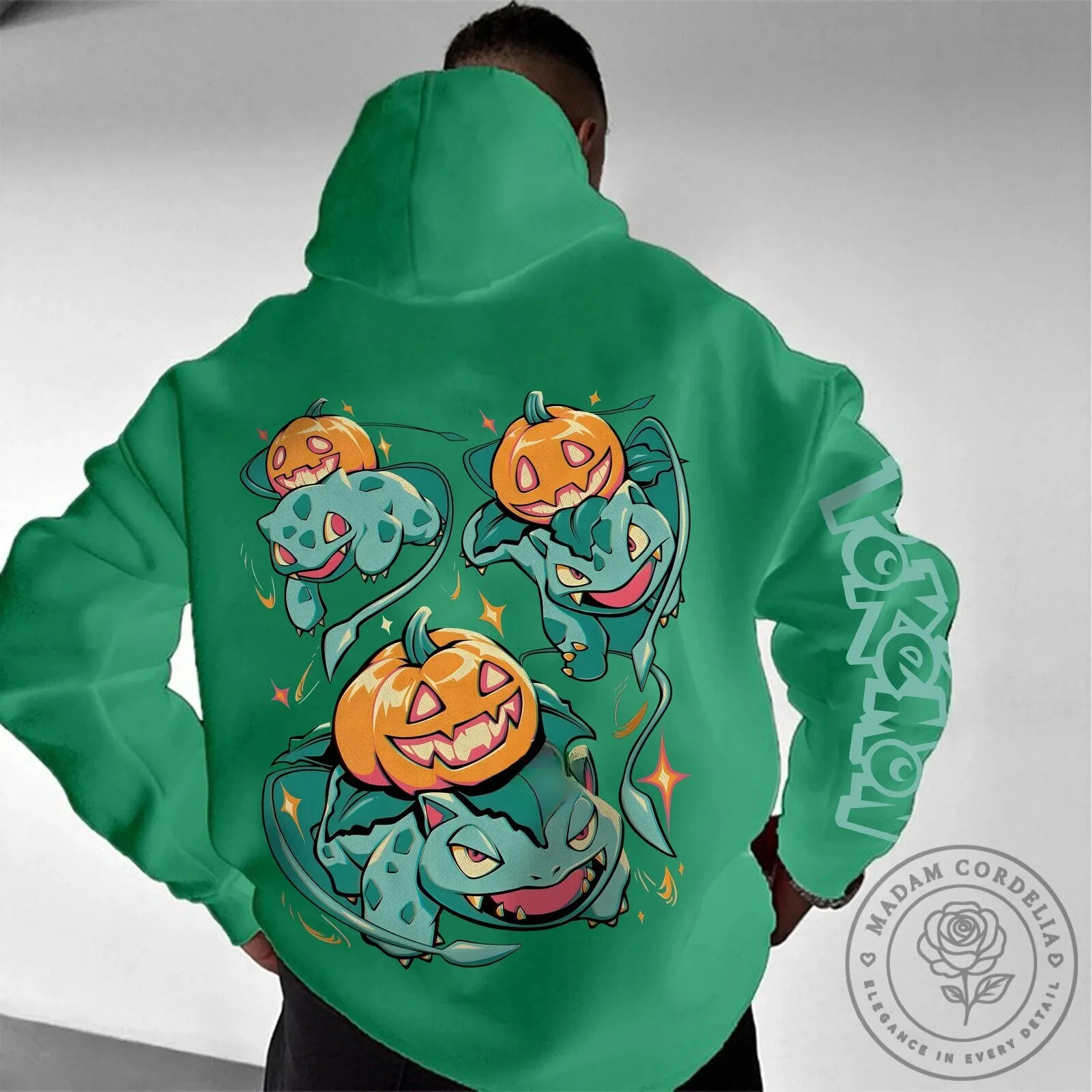 Pokemon Bulbasaur Ivysaur Venusaur Halloween Pumpkins Green Hoodie