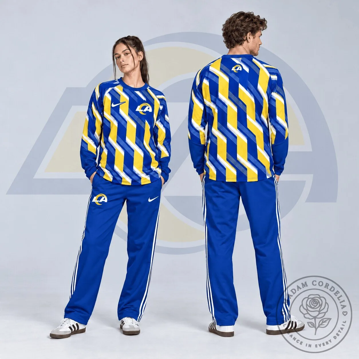 Los Angeles Rams Bold Diagonal Stripe Long Sleeve Crewneck Shirt