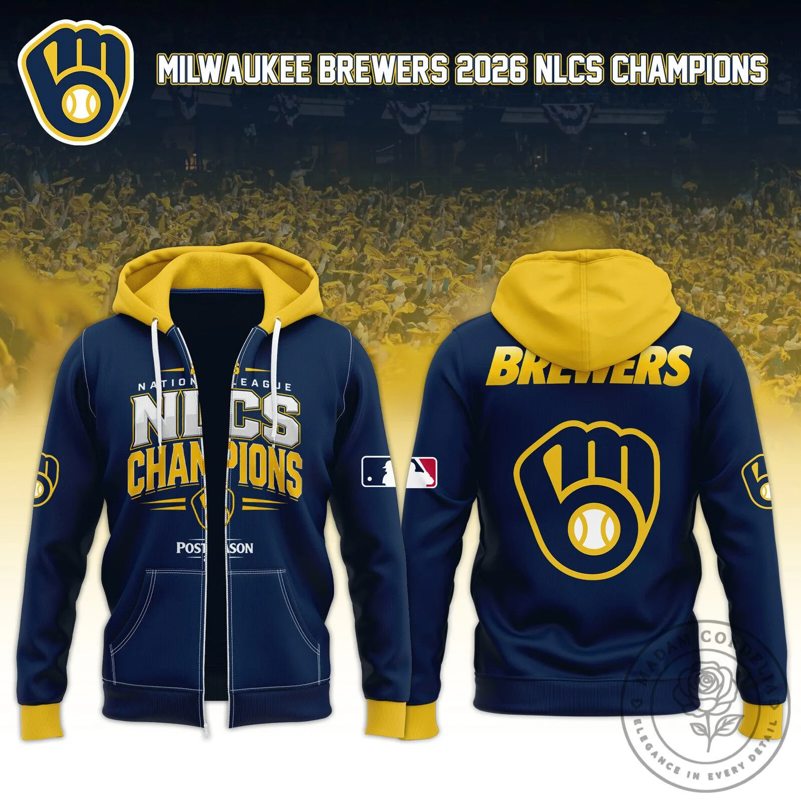 Milwaukee Brewers 2026 National League Champions Baseball Zip Hoodie