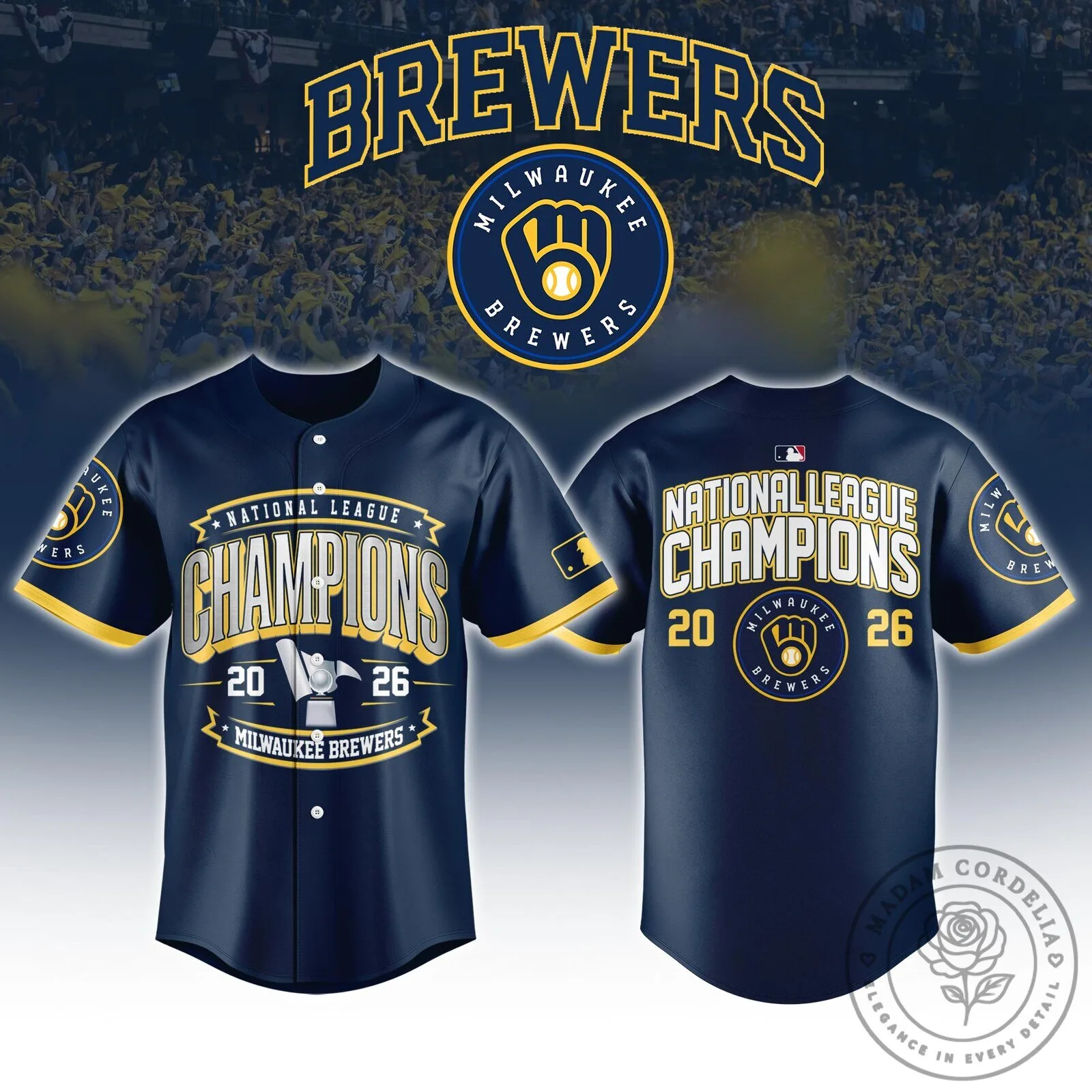 Milwaukee Brewers National League Champions 2026 Baseball Jersey