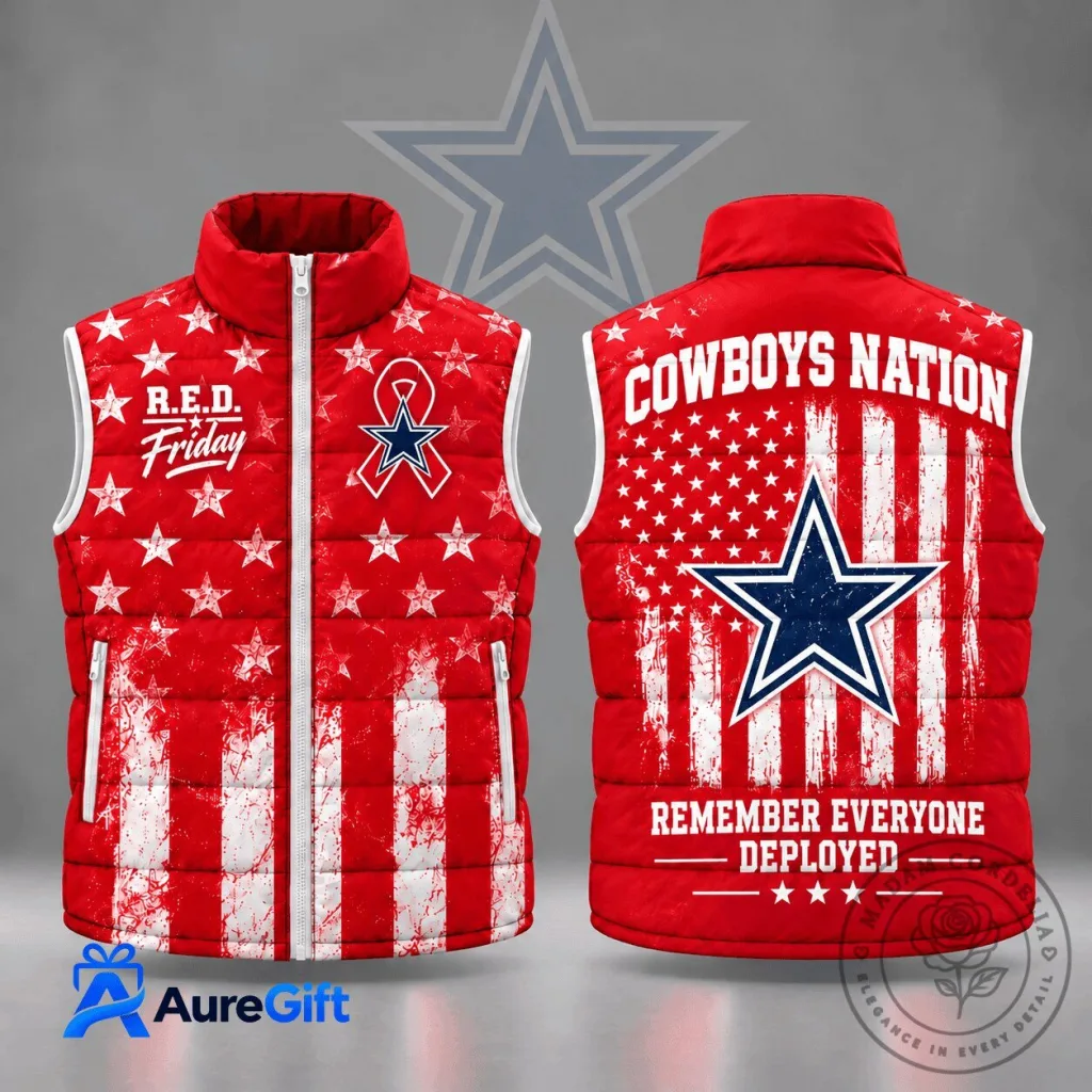 Dallas Cowboys Remember Everyone Deployed R.E.D. Friday Patriotic Puffer Vest