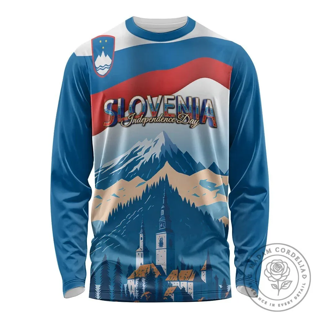 Slovenia Independence Day Lake Bled Julian Alps Landscape Long Sleeve Shirt