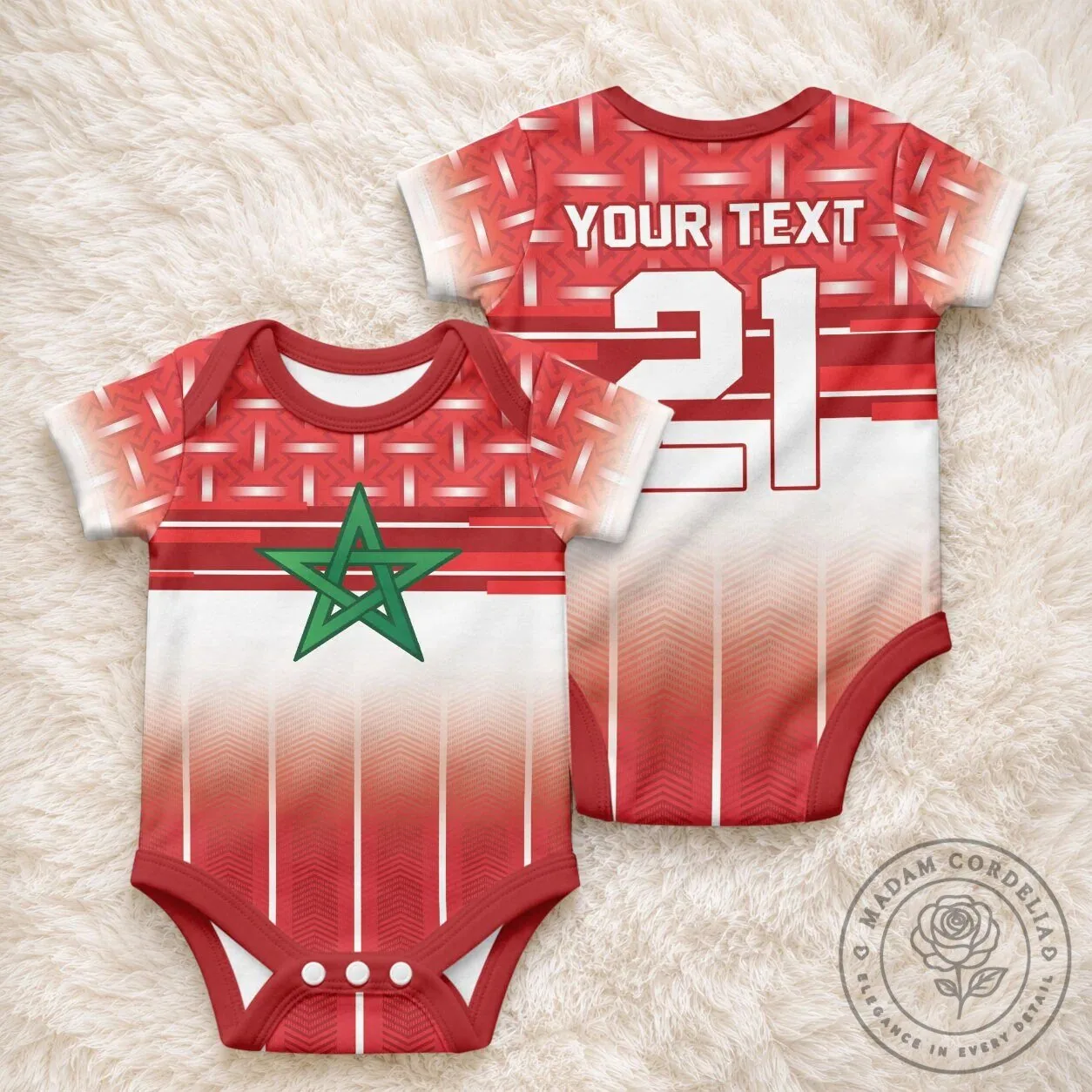 Morocco National Football Team 1994 Away Retro Red Baby Bodysuit 6 Morocco National Football Team 1994 Away Retro Red Baby Bodysuit