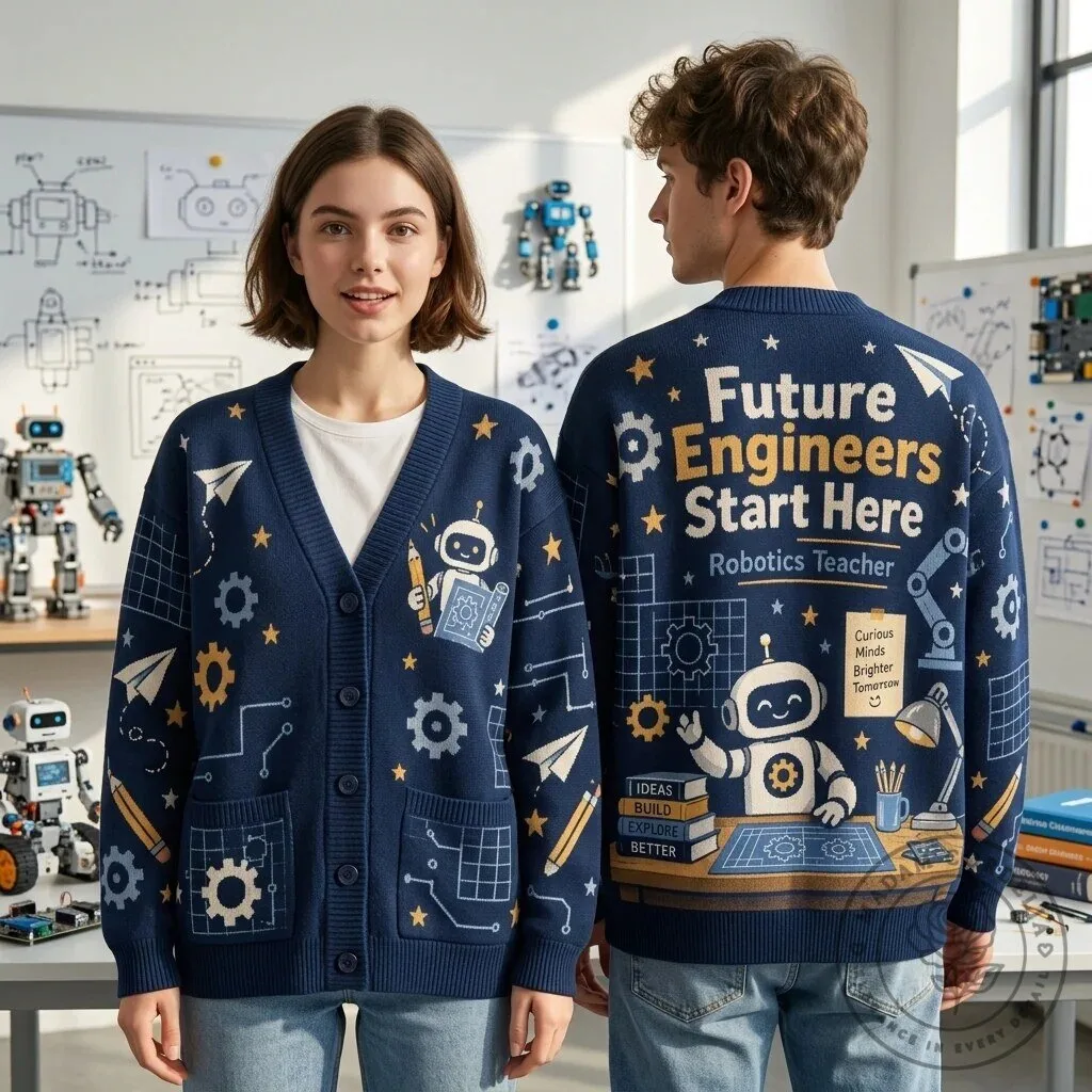 Robotics Teacher Future Engineers Knitted Cardigan