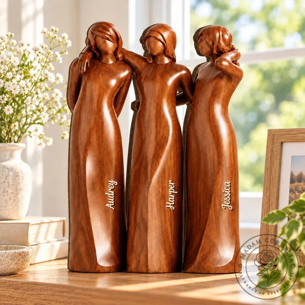 Personalized Sisters Embracing Figures Wooden Plaque Personalized Sisters Embracing Figures Wooden Plaque