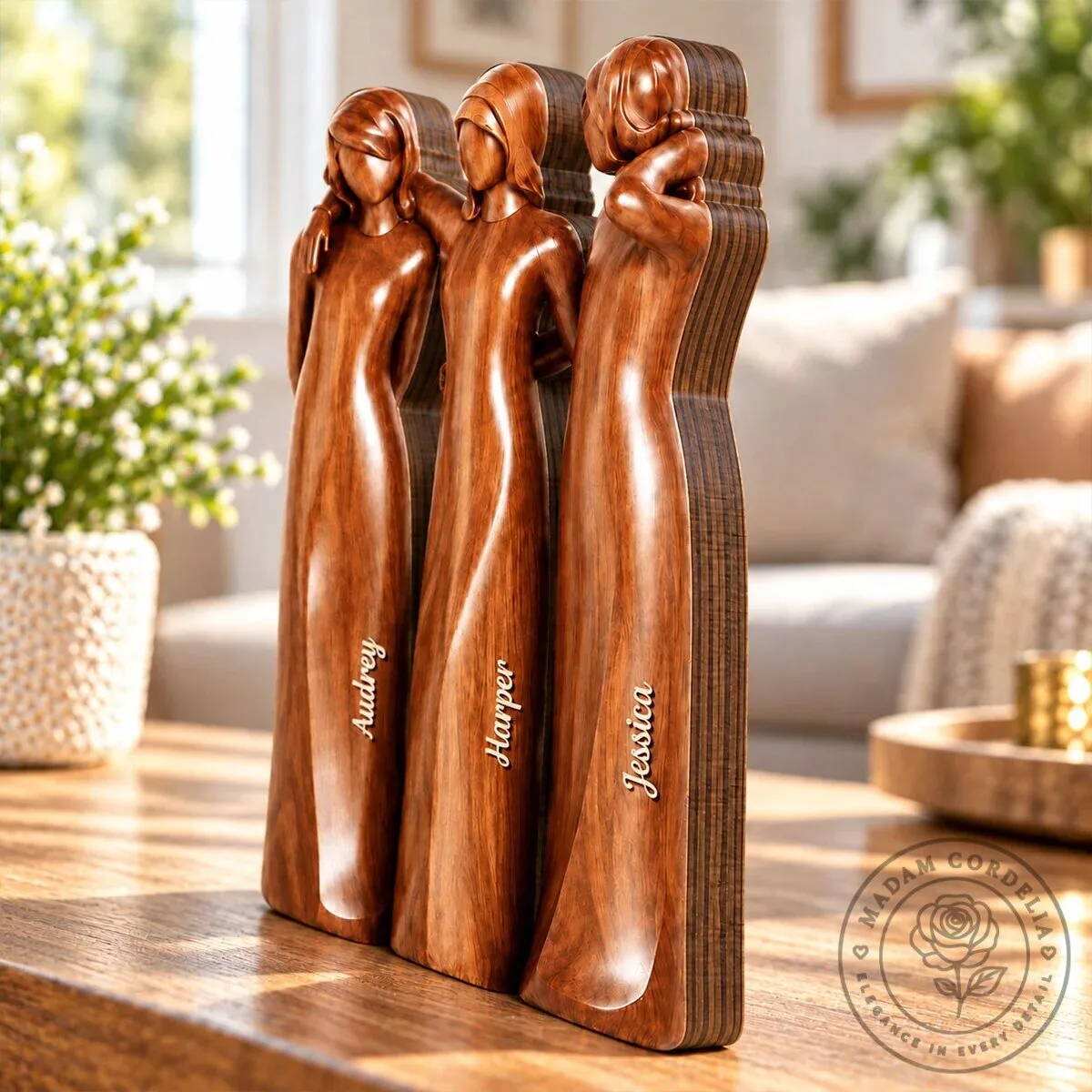 Personalized Sisters Embracing Figures Wooden Plaque 14 Personalized Sisters Embracing Figures Wooden Plaque