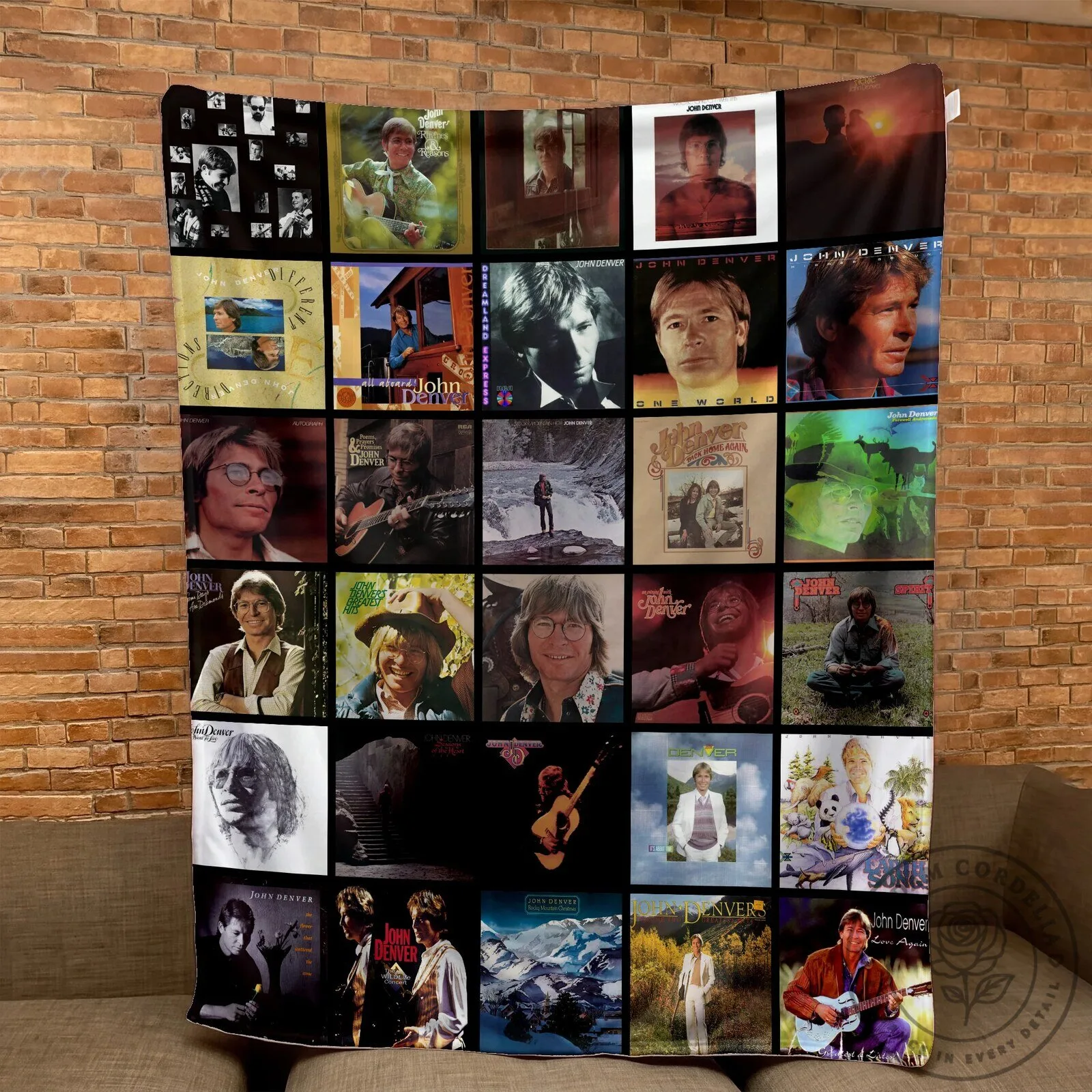 John Denver Albums Collage Music Fan Art Cozy Sherpa Fleece Blanket